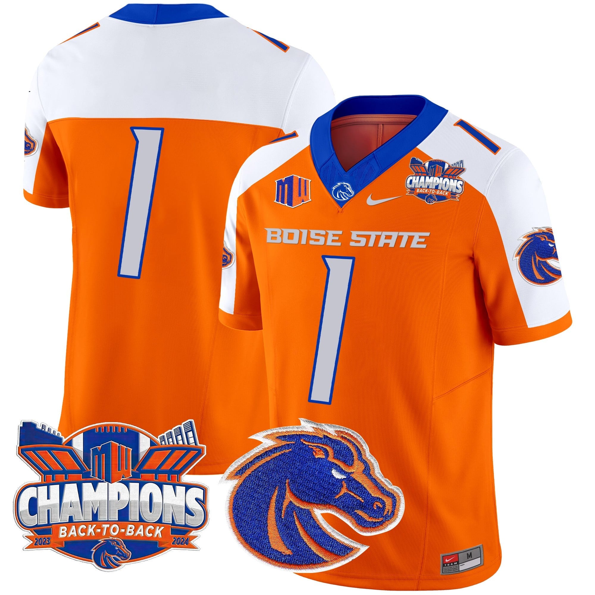 Men's Boise State Broncos 2024 Back To Back Champions Vapor Limited Jersey - All Stitched