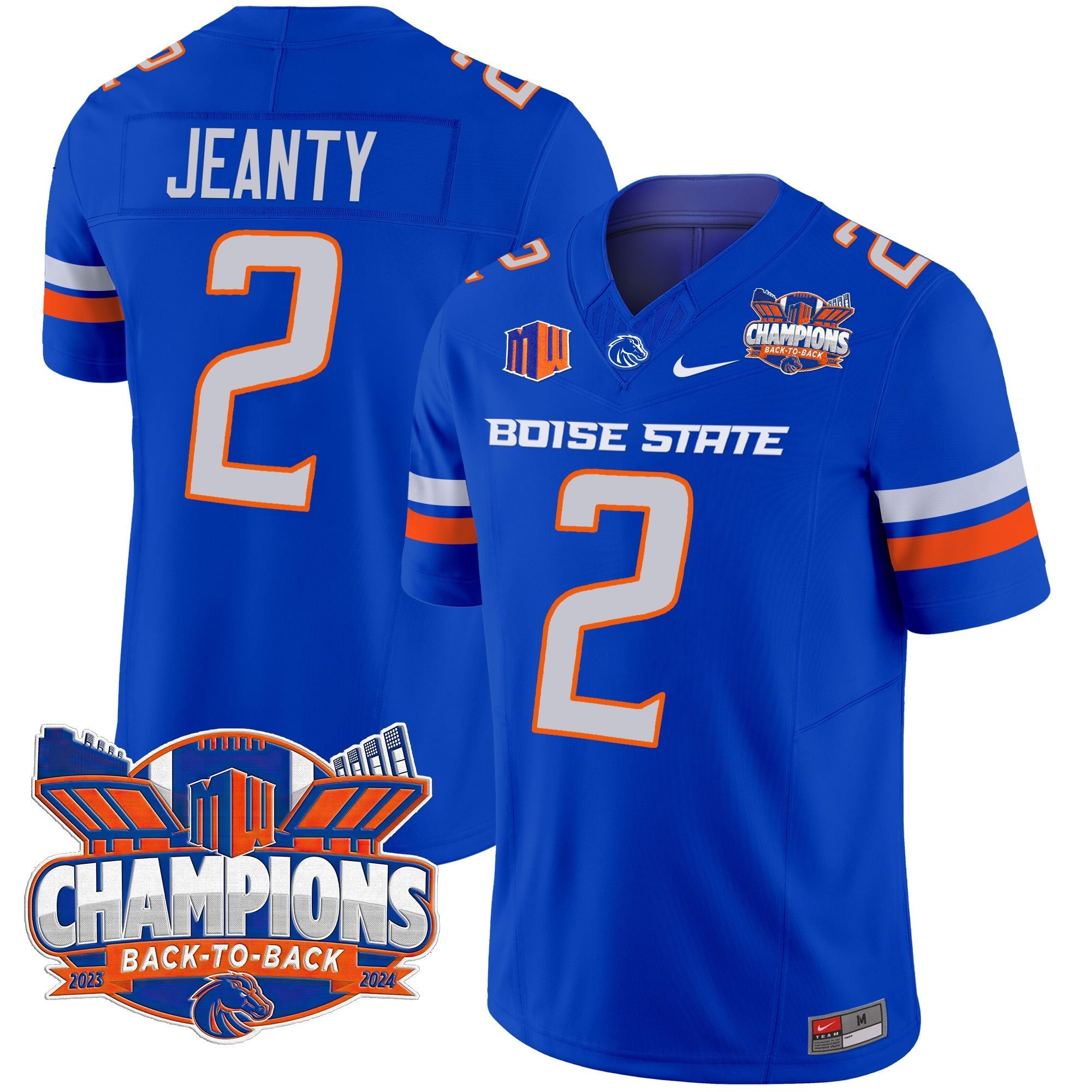 Men's Boise State Broncos 2024 Back To Back Champions Vapor Limited Jersey - All Stitched