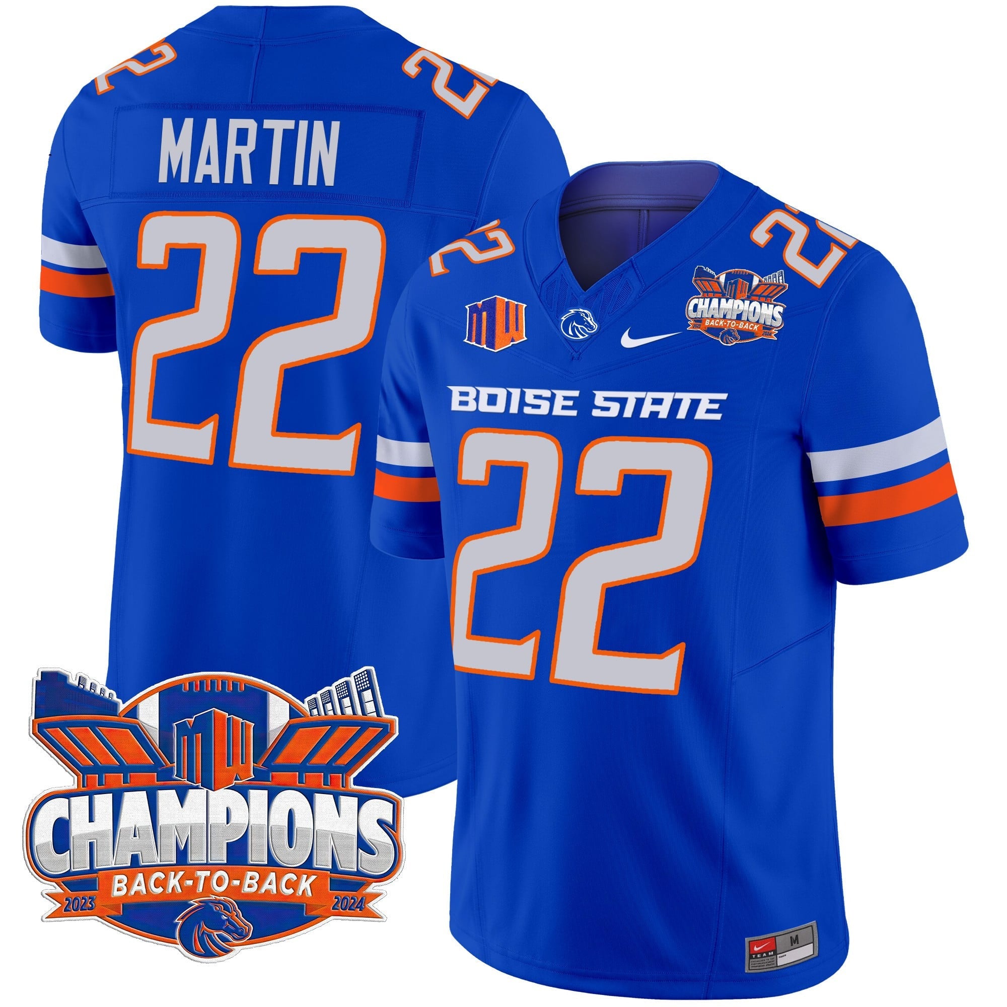 Men's Boise State Broncos 2024 Back To Back Champions Vapor Limited Jersey - All Stitched