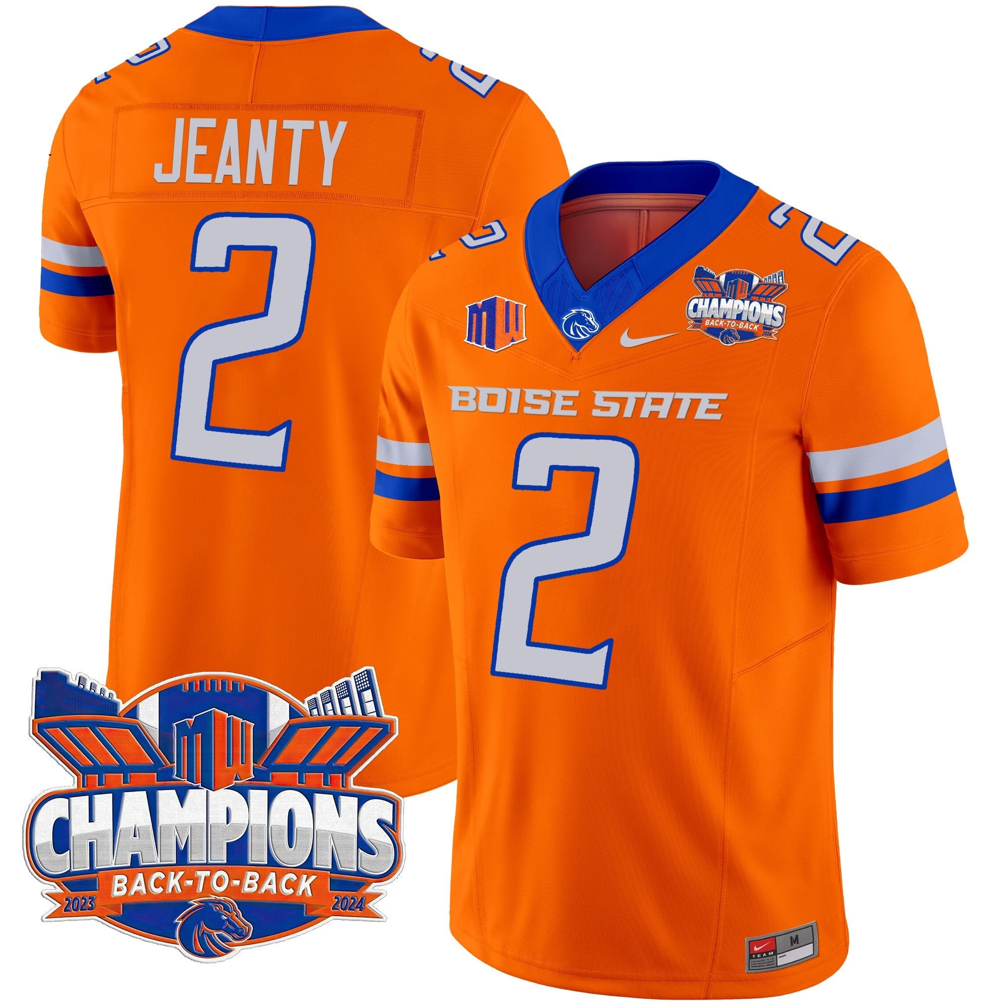 Men's Boise State Broncos 2024 Back To Back Champions Vapor Limited Jersey - All Stitched