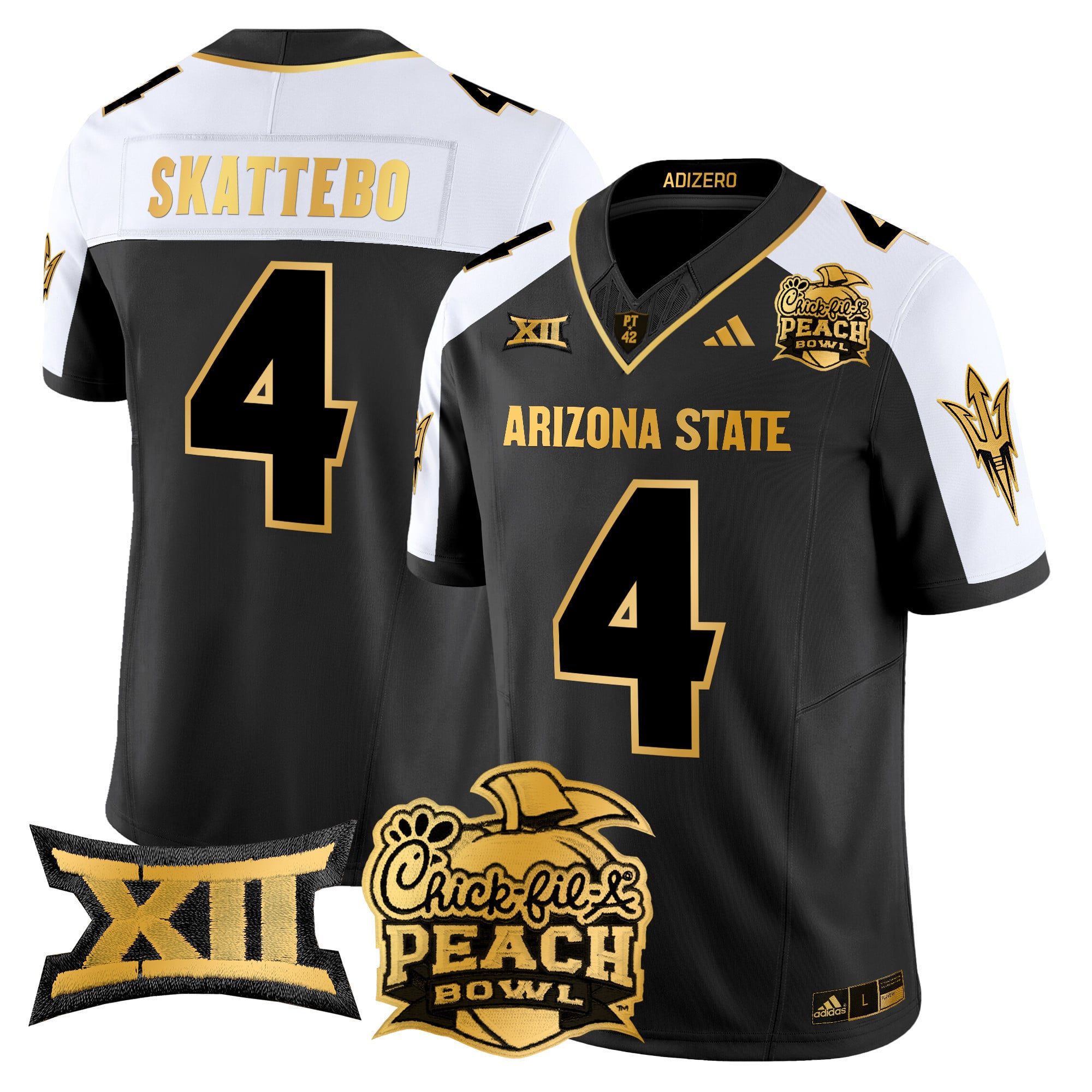Men's Arizona State Sun Devils 2025 Peach Bowl Gold Vapor Limited Jersey V2 - All Stitched
