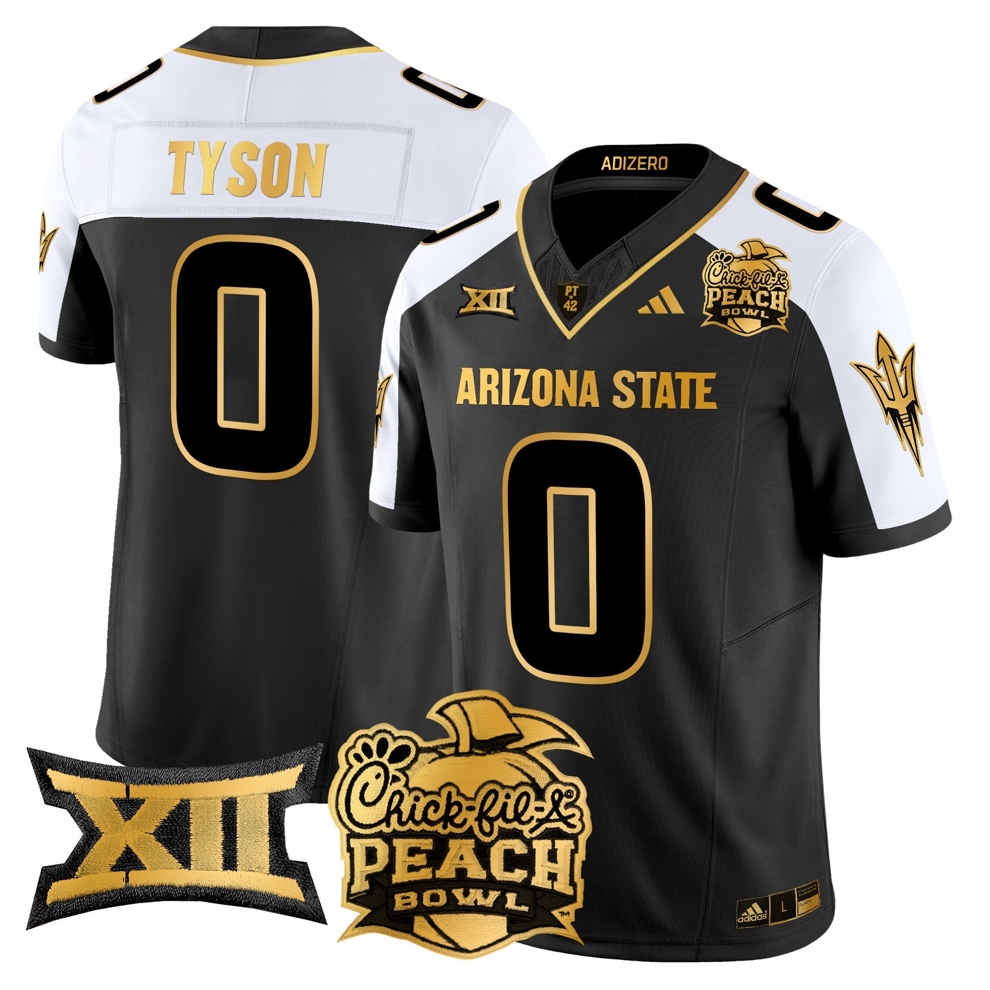 Men's Arizona State Sun Devils 2025 Peach Bowl Gold Vapor Limited Jersey V2 - All Stitched