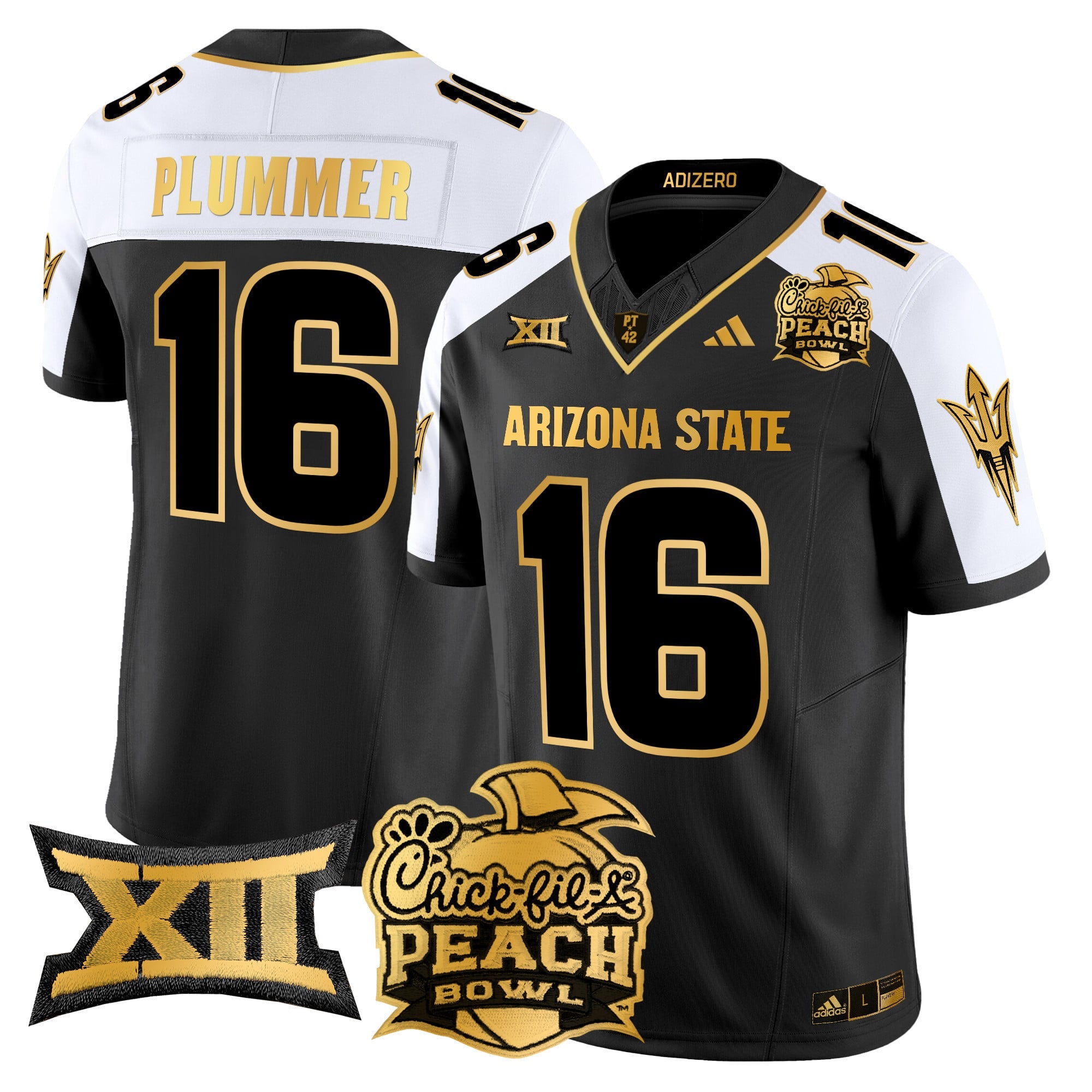 Men's Arizona State Sun Devils 2025 Peach Bowl Gold Vapor Limited Jersey V2 - All Stitched