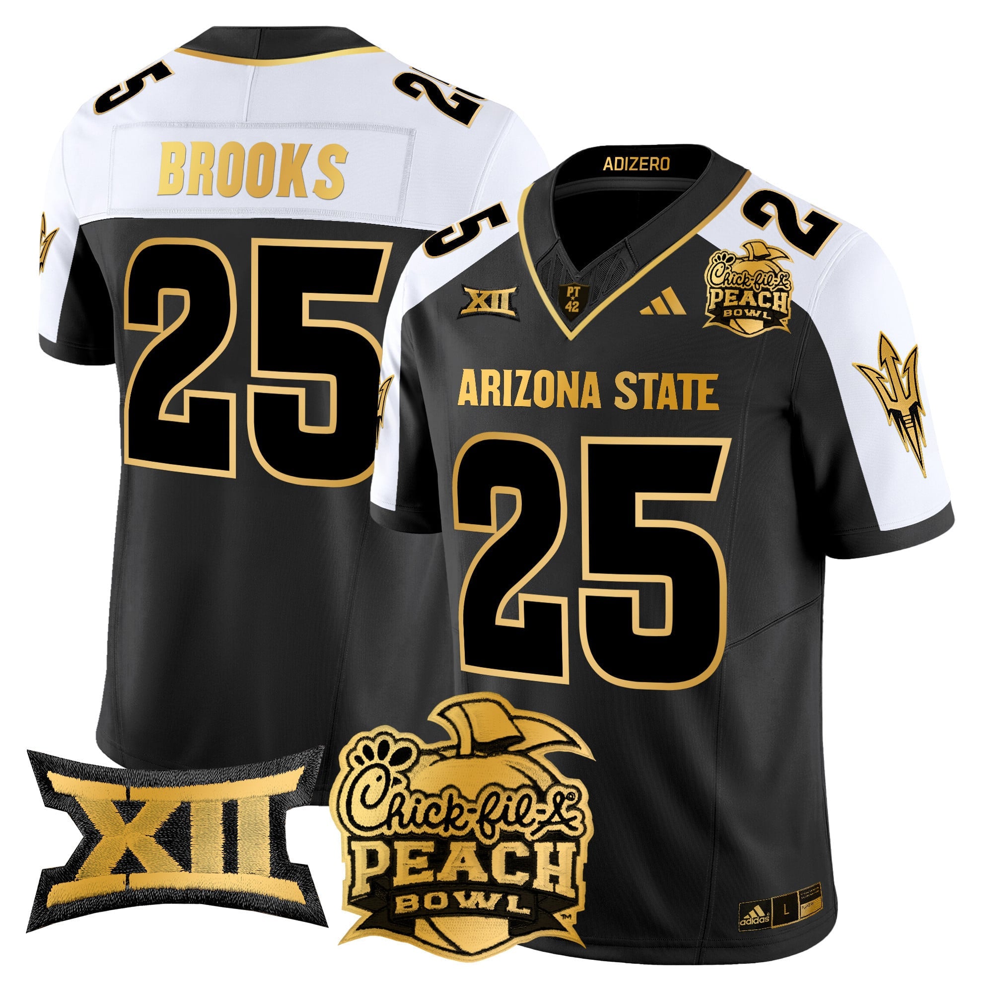 Men's Arizona State Sun Devils 2025 Peach Bowl Gold Vapor Limited Jersey V2 - All Stitched