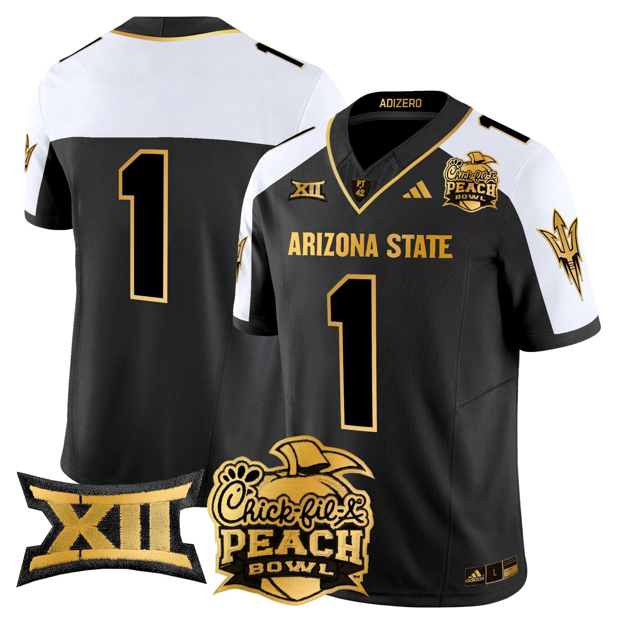 Men's Arizona State Sun Devils 2025 Peach Bowl Gold Vapor Limited Jersey V2 - All Stitched
