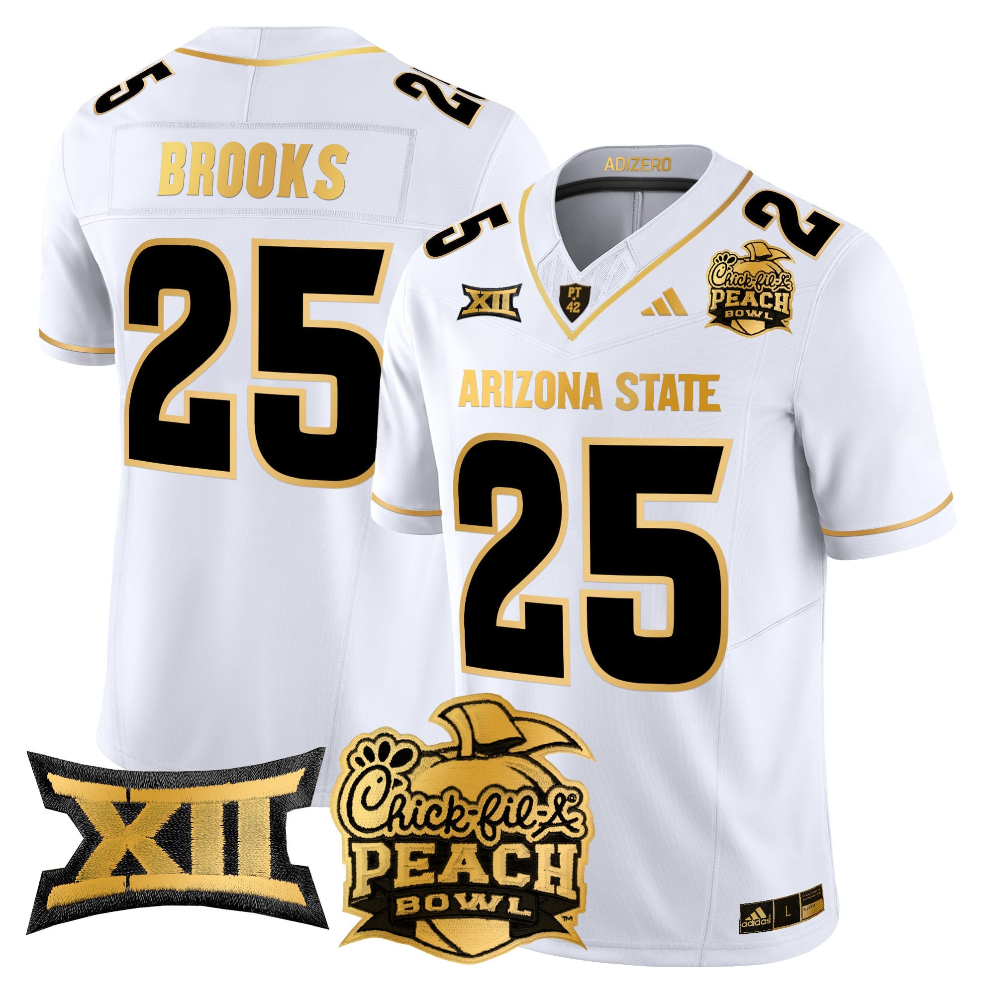 Men's Arizona State Sun Devils 2025 Peach Bowl Gold Vapor Limited Jersey V2 - All Stitched