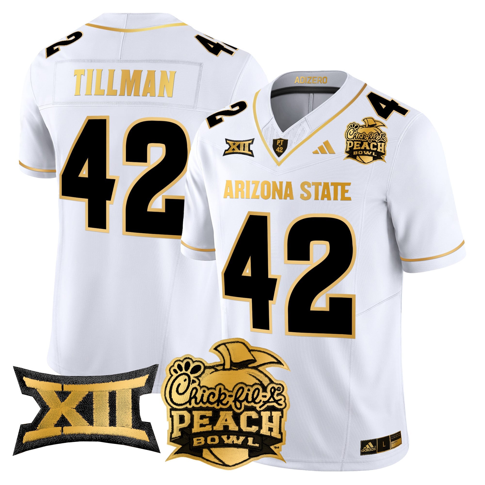 Men's Arizona State Sun Devils 2025 Peach Bowl Gold Vapor Limited Jersey V2 - All Stitched