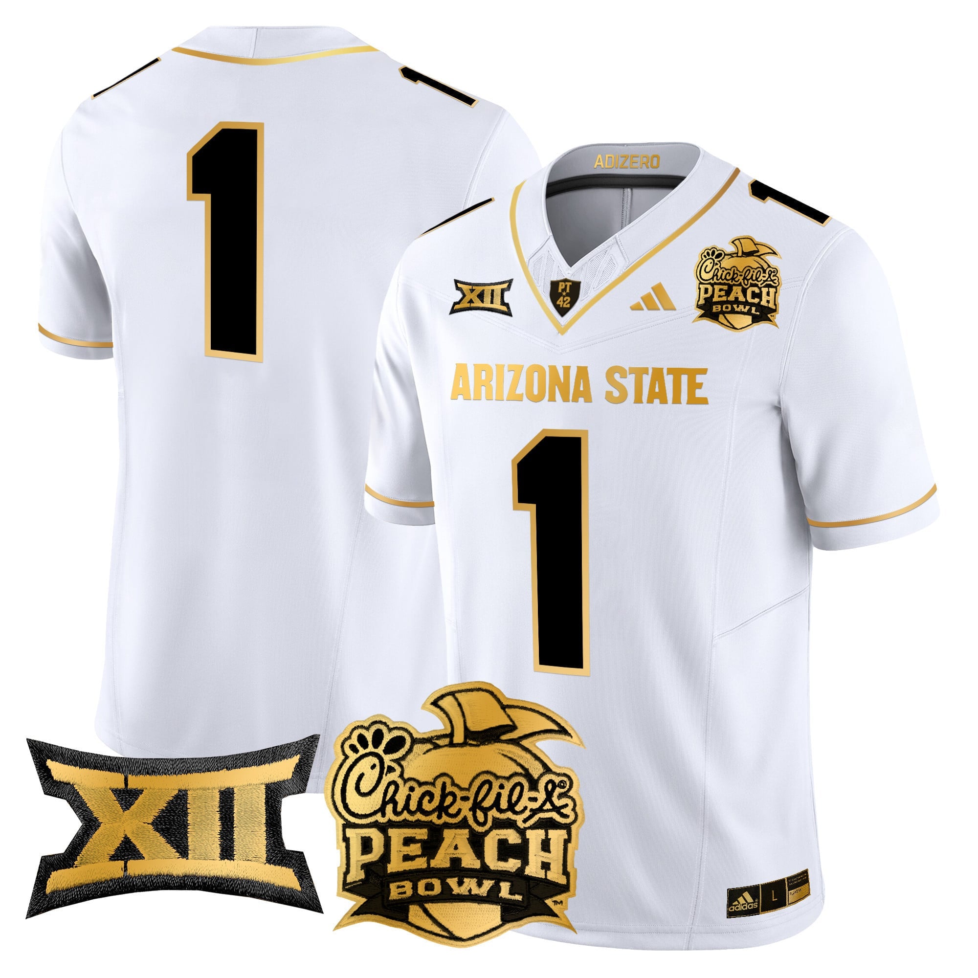 Men's Arizona State Sun Devils 2025 Peach Bowl Gold Vapor Limited Jersey V2 - All Stitched