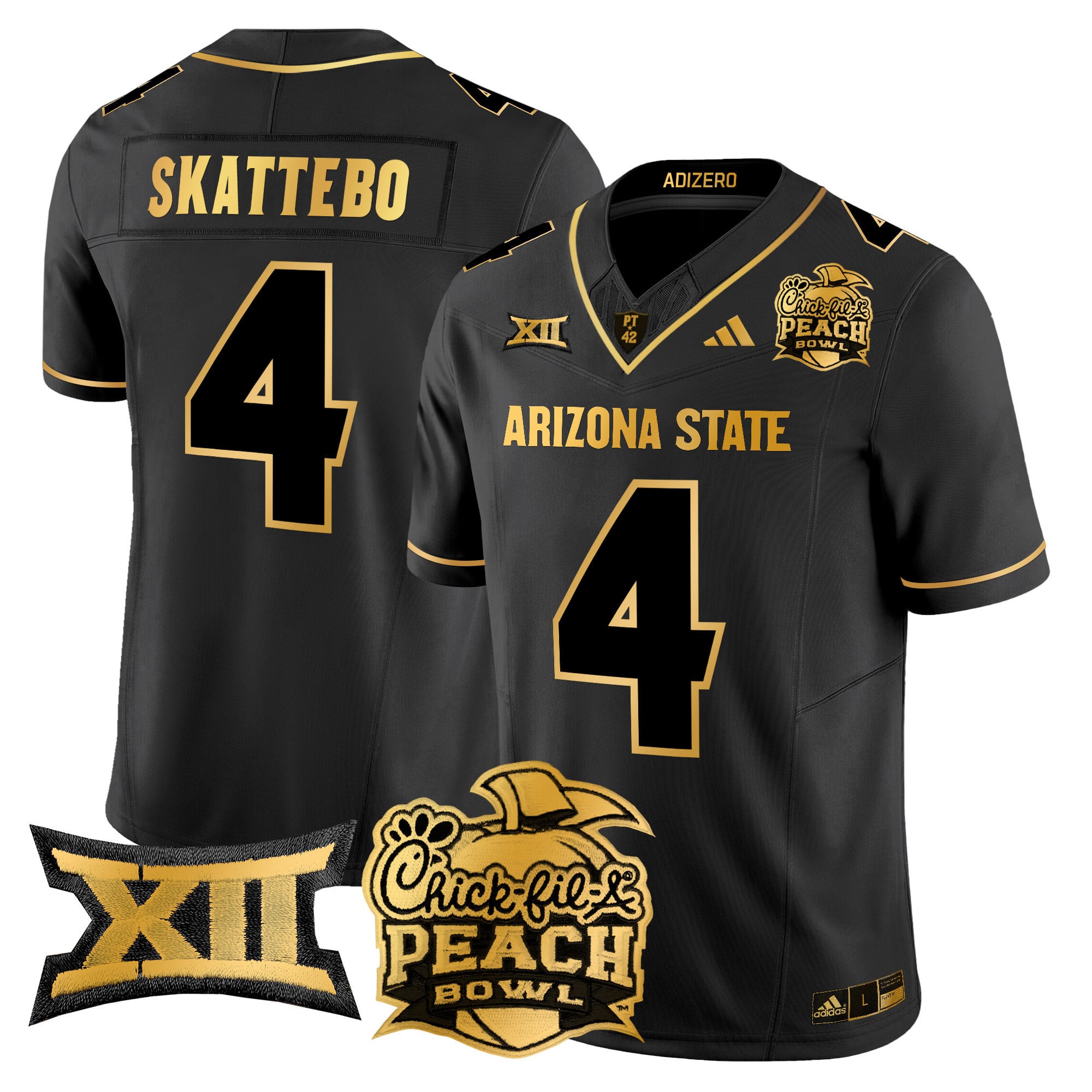 Men's Arizona State Sun Devils 2025 Peach Bowl Gold Vapor Limited Jersey V2 - All Stitched