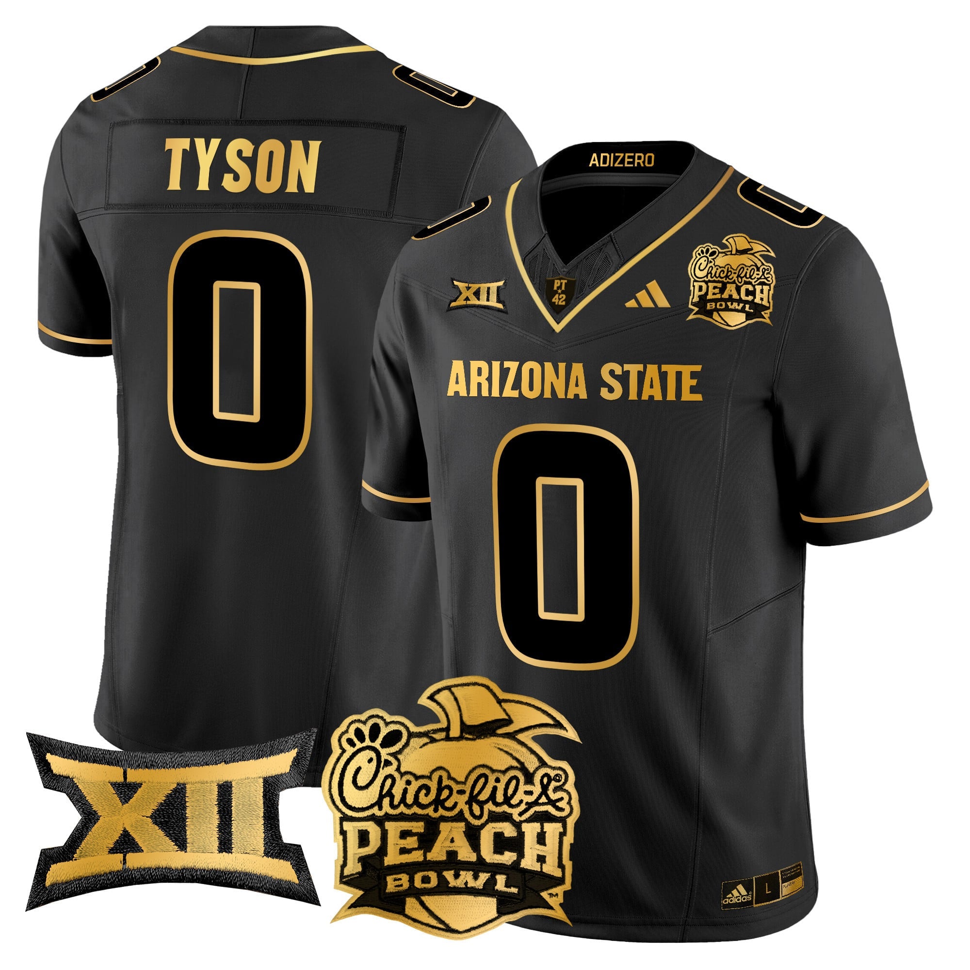 Men's Arizona State Sun Devils 2025 Peach Bowl Gold Vapor Limited Jersey V2 - All Stitched