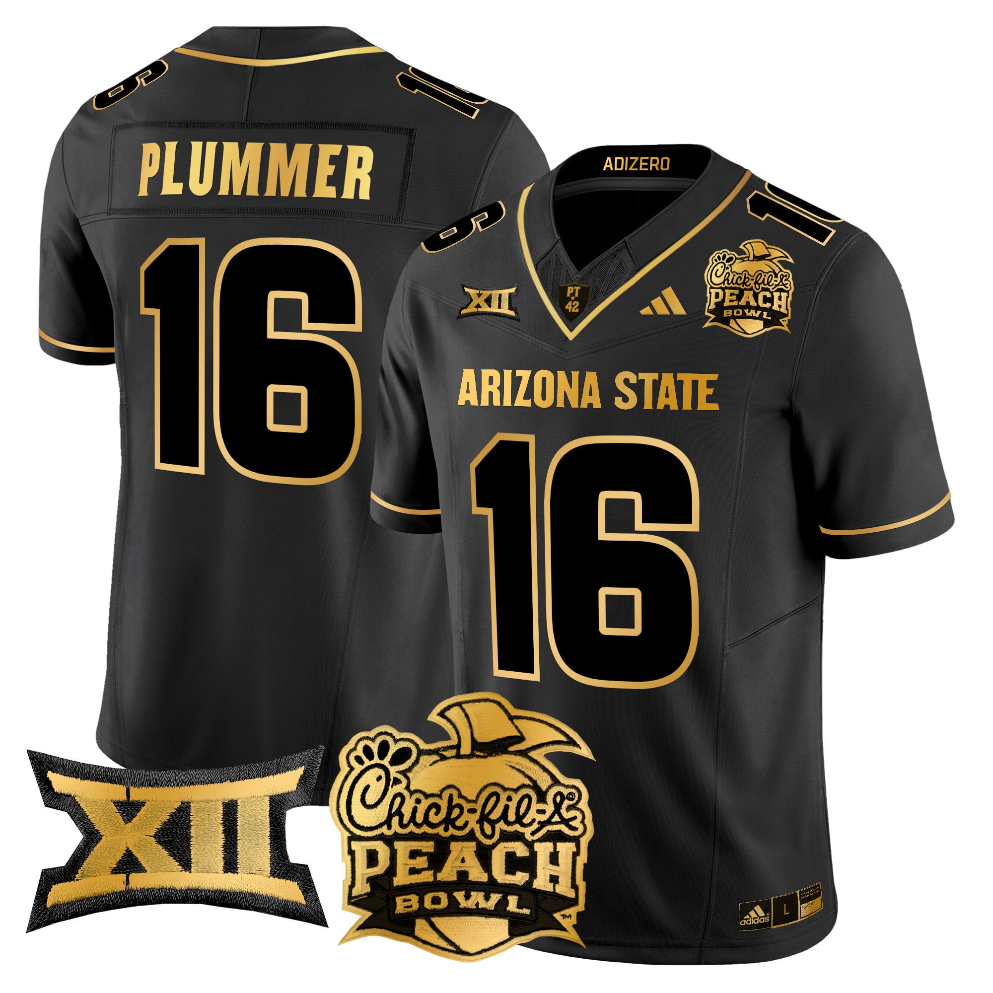 Men's Arizona State Sun Devils 2025 Peach Bowl Gold Vapor Limited Jersey V2 - All Stitched