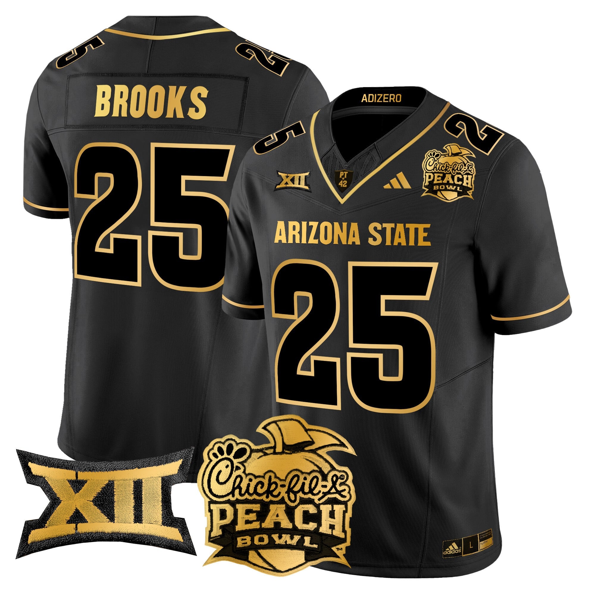 Men's Arizona State Sun Devils 2025 Peach Bowl Gold Vapor Limited Jersey V2 - All Stitched