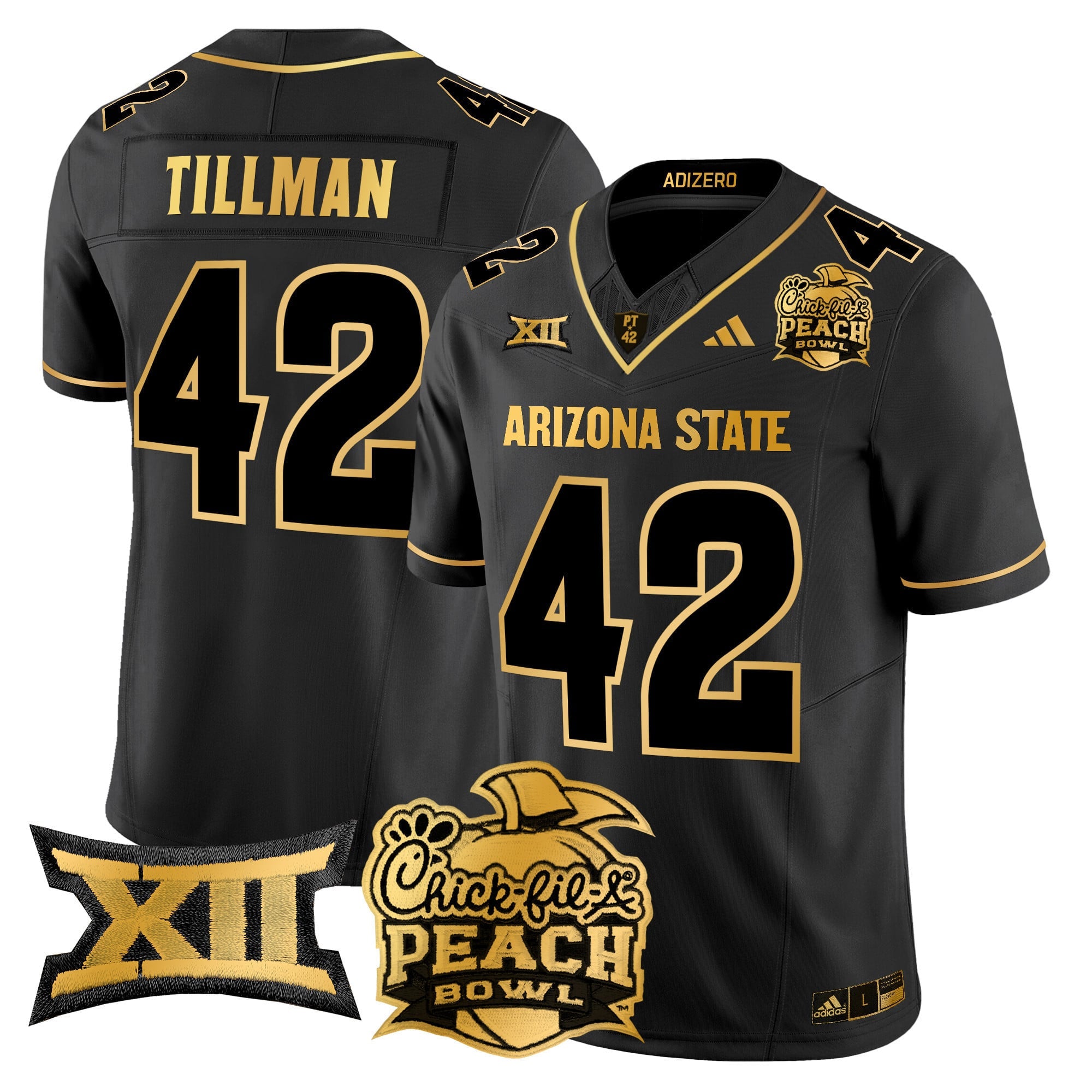 Men's Arizona State Sun Devils 2025 Peach Bowl Gold Vapor Limited Jersey V2 - All Stitched