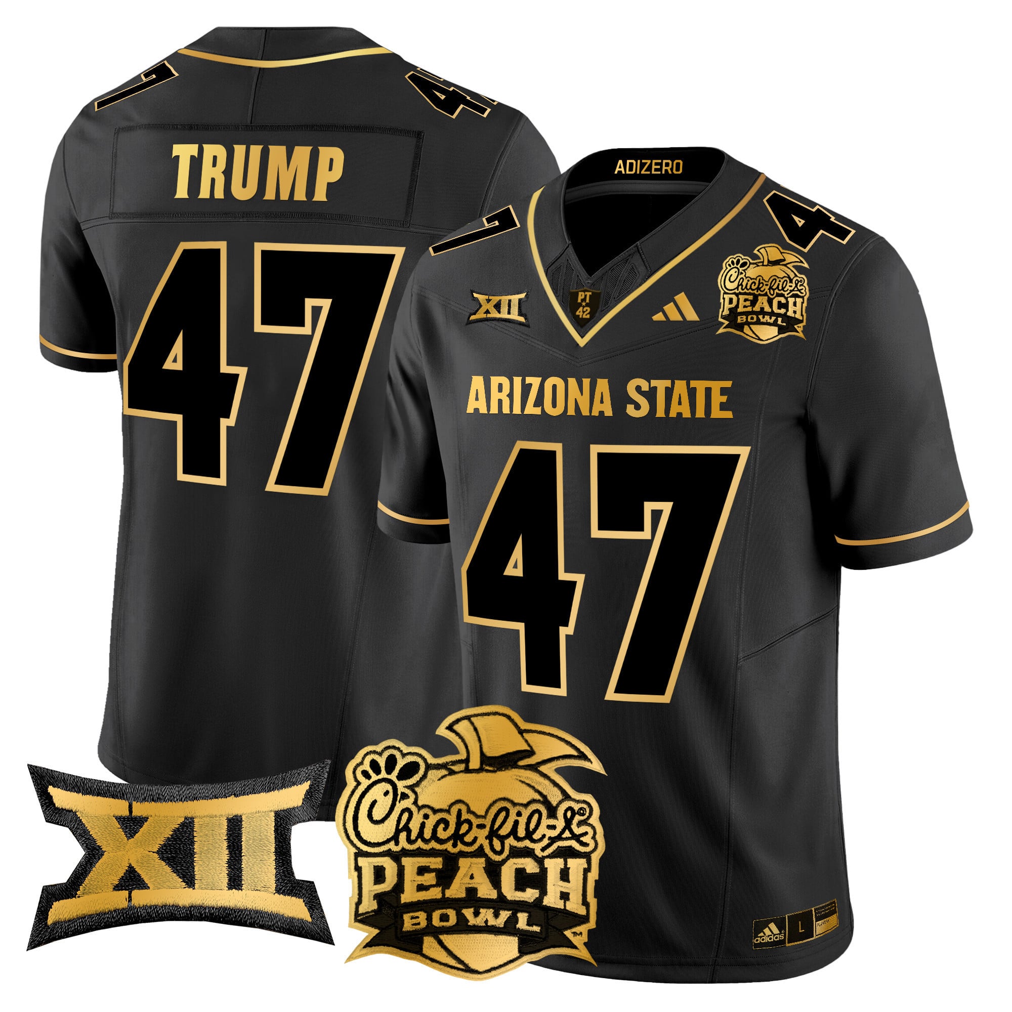 Men's Arizona State Sun Devils 2025 Peach Bowl Gold Vapor Limited Jersey V2 - All Stitched