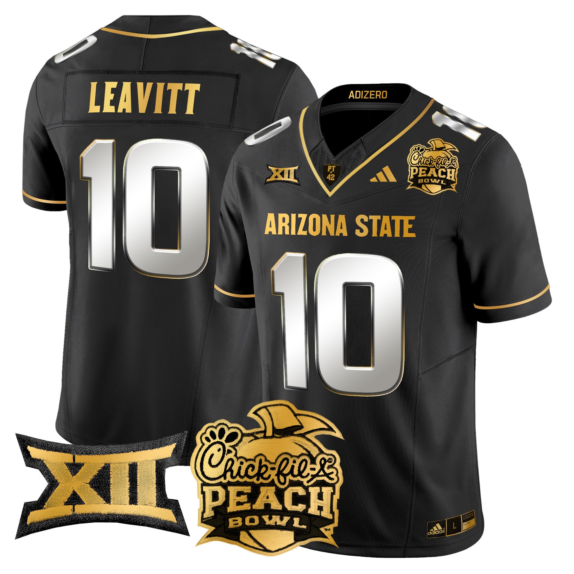 Men's Arizona State Sun Devils 2025 Peach Bowl Gold Vapor Limited Jersey V2 - All Stitched