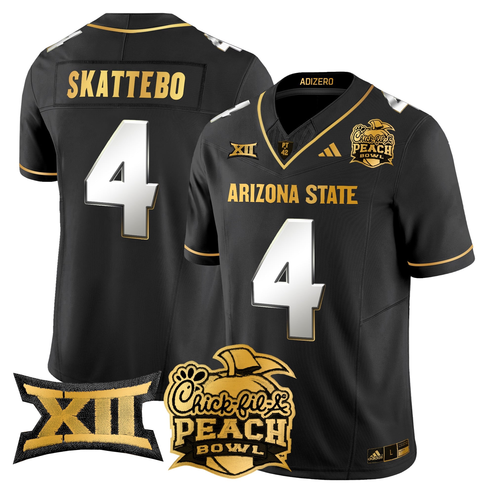 Men's Arizona State Sun Devils 2025 Peach Bowl Gold Vapor Limited Jersey V2 - All Stitched