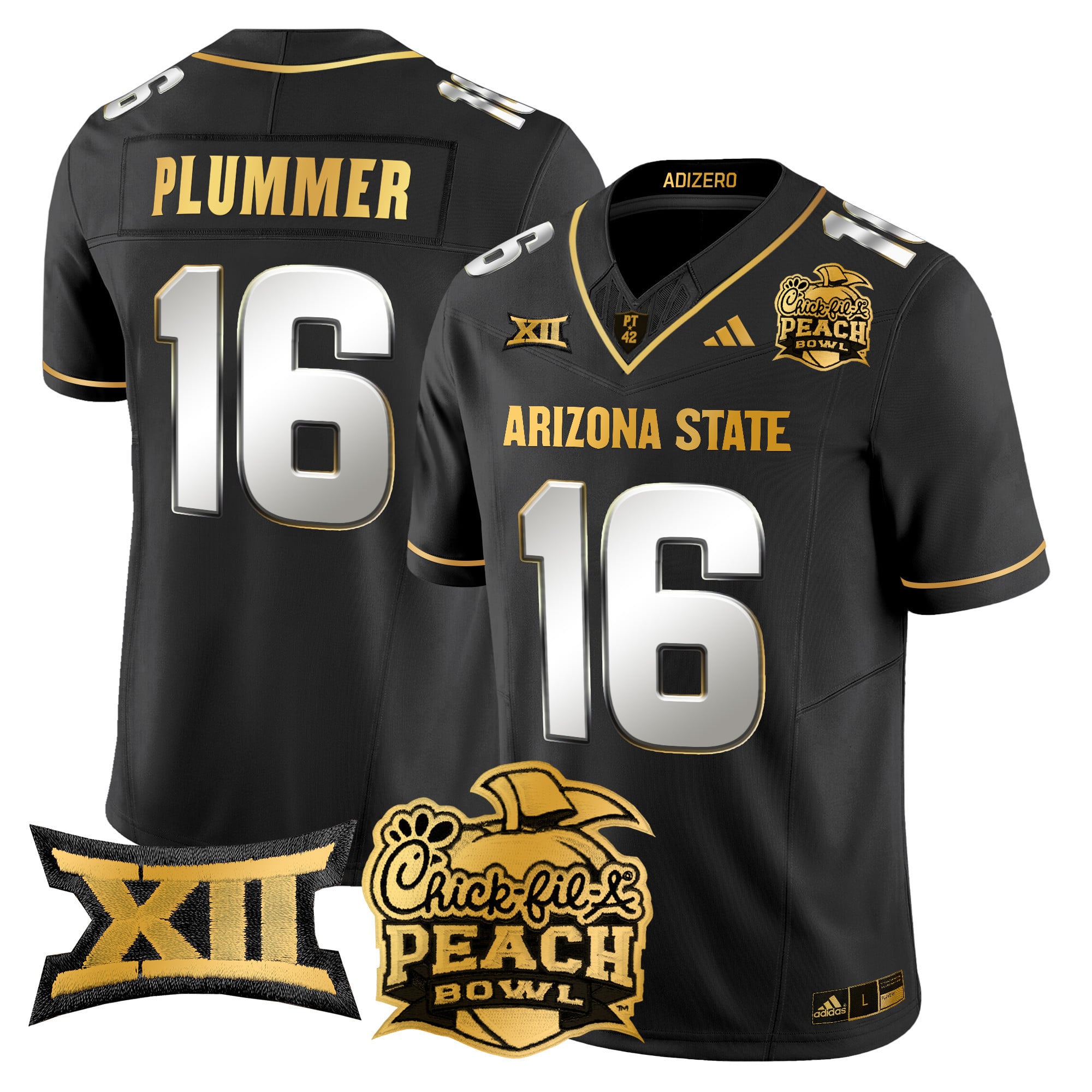 Men's Arizona State Sun Devils 2025 Peach Bowl Gold Vapor Limited Jersey V2 - All Stitched