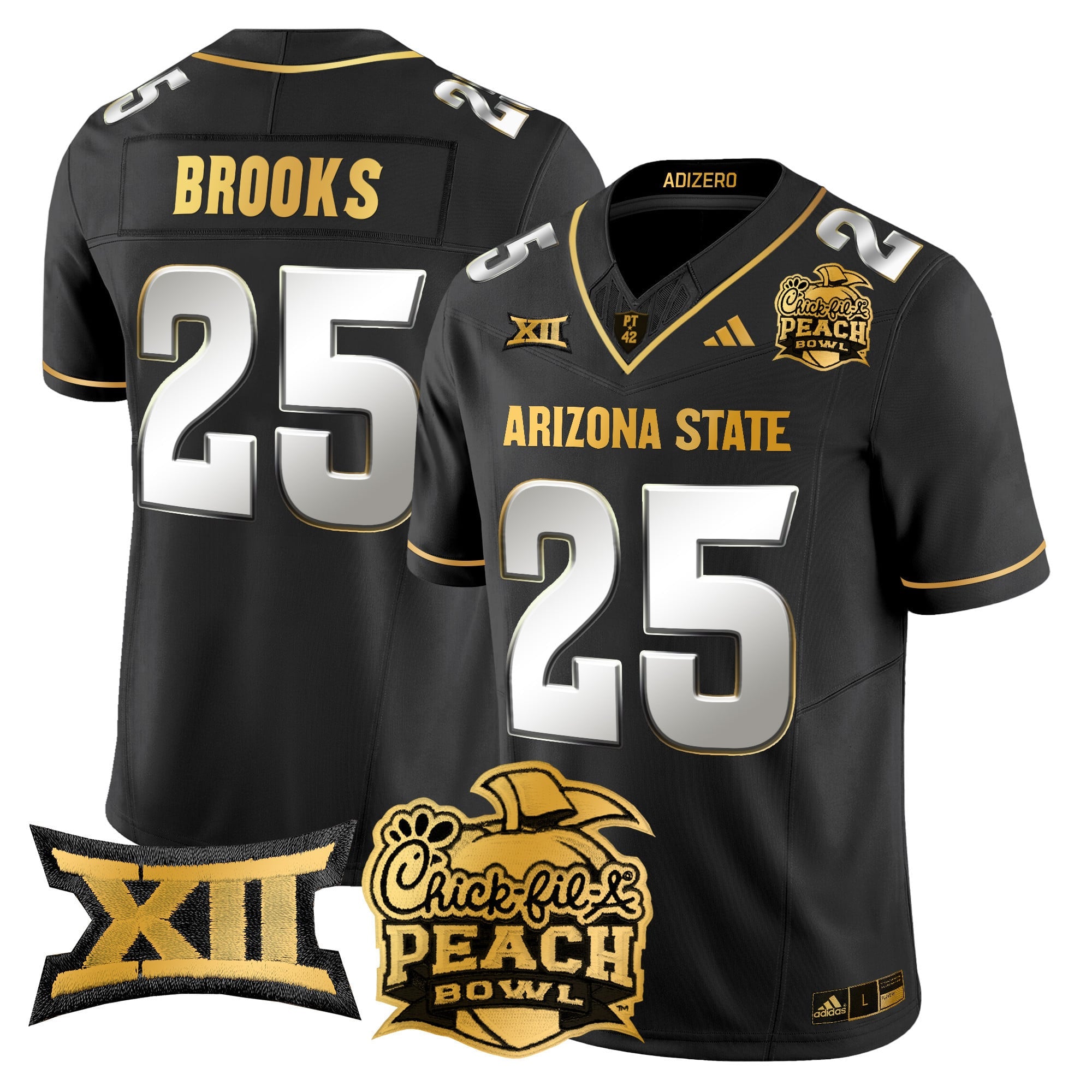 Men's Arizona State Sun Devils 2025 Peach Bowl Gold Vapor Limited Jersey V2 - All Stitched