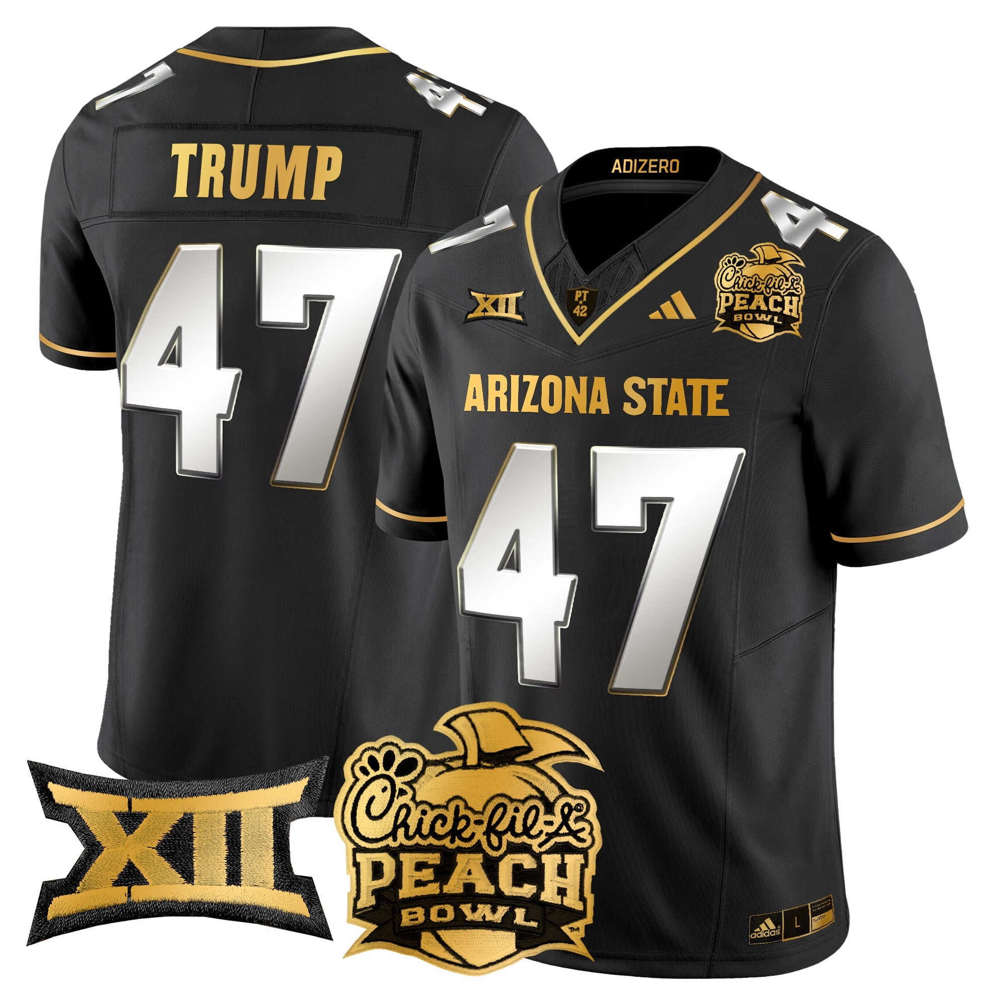 Men's Arizona State Sun Devils 2025 Peach Bowl Gold Vapor Limited Jersey V2 - All Stitched