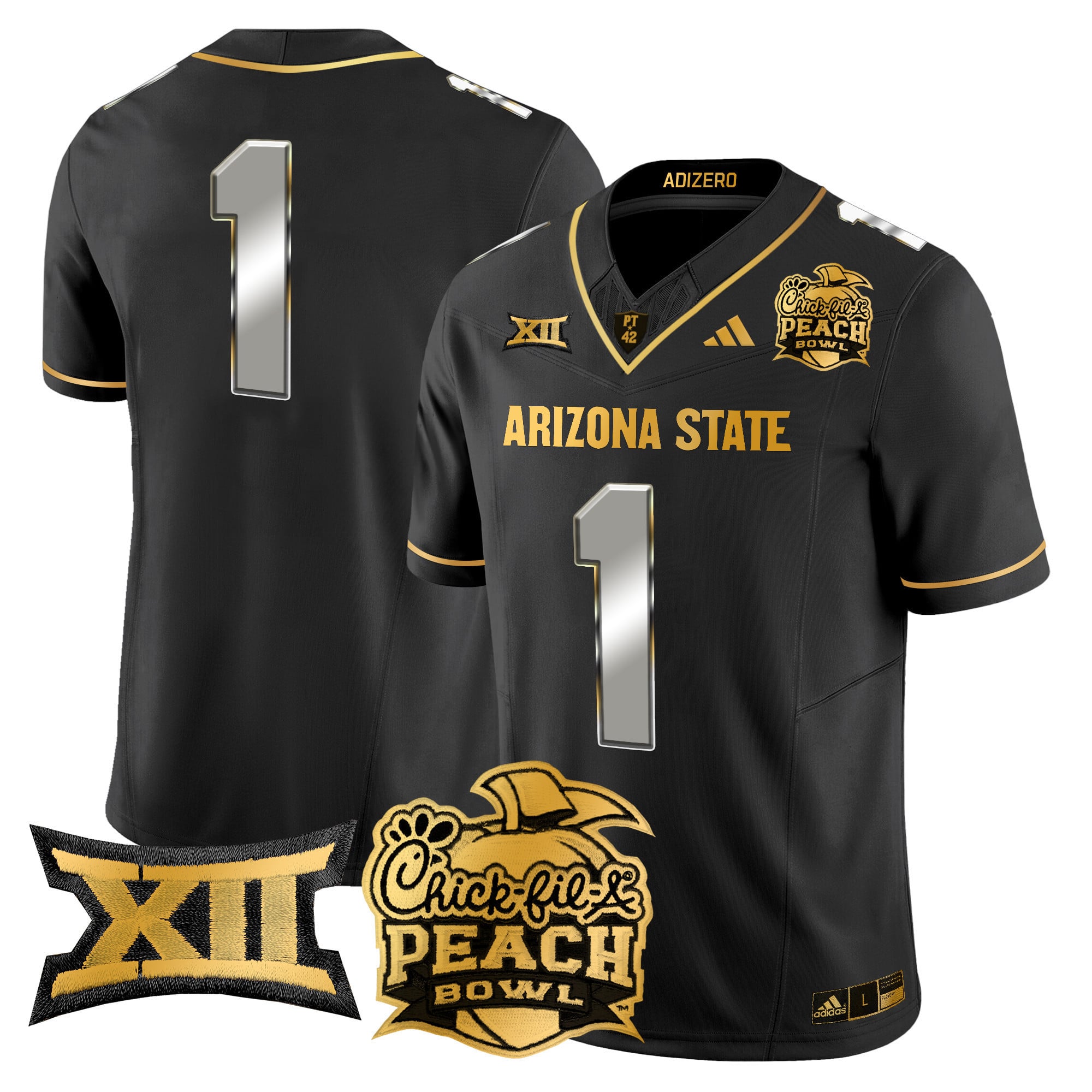 Men's Arizona State Sun Devils 2025 Peach Bowl Gold Vapor Limited Jersey V2 - All Stitched