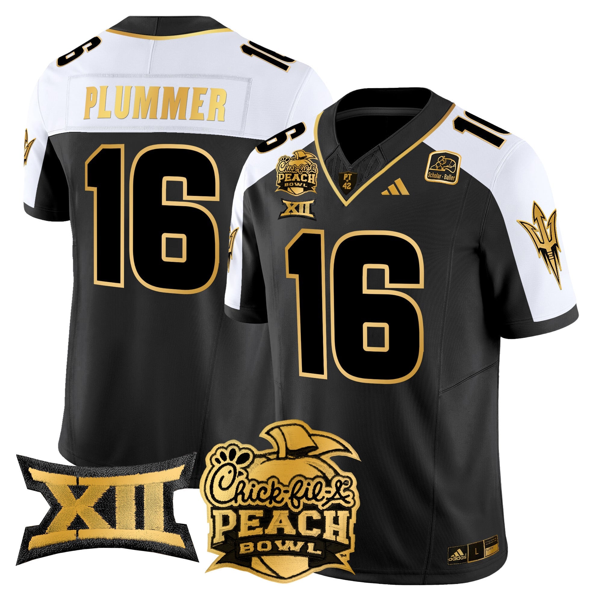 Men's Arizona State Sun Devils 2025 Peach Bowl Gold Vapor Limited Jersey - All Stitched