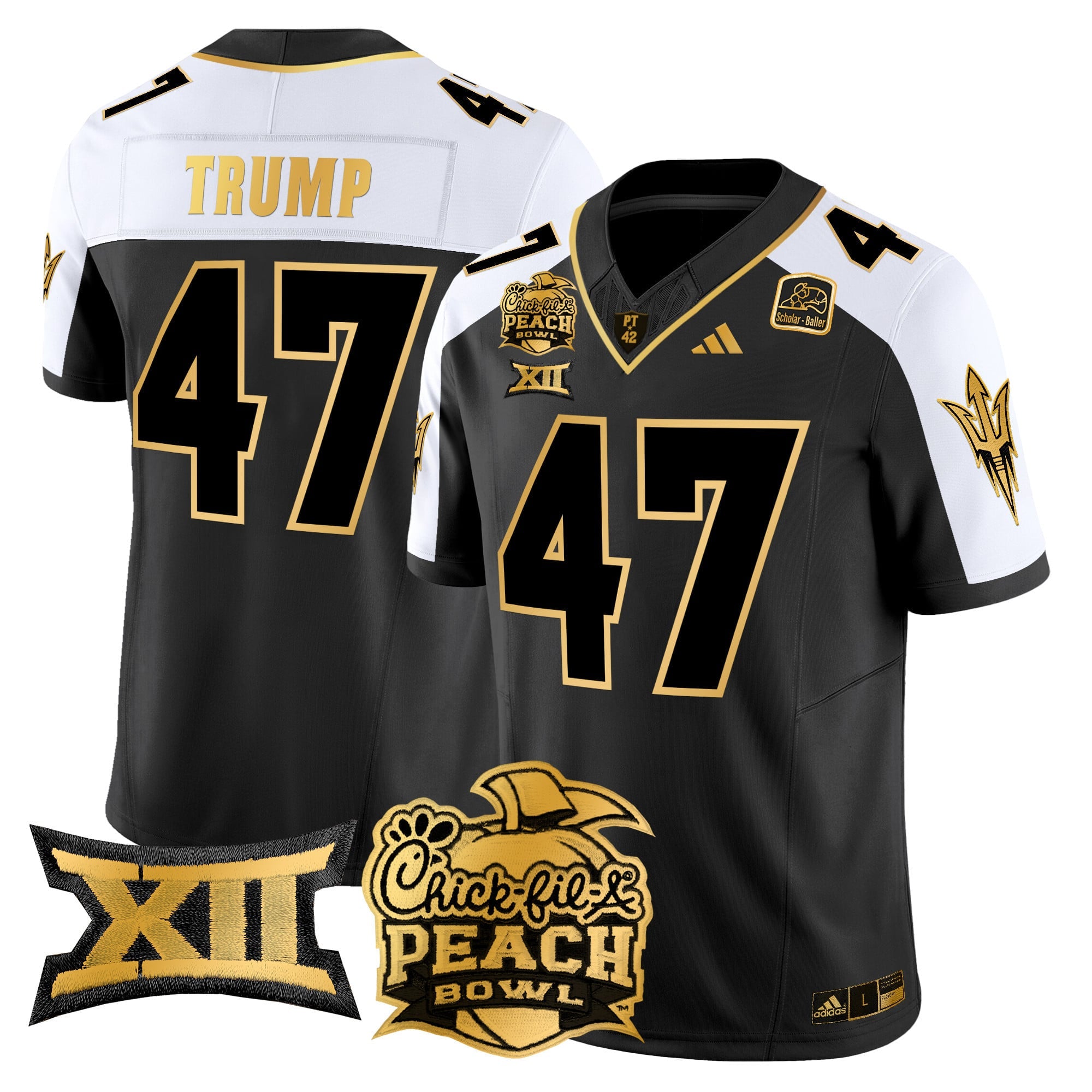 Men's Arizona State Sun Devils 2025 Peach Bowl Gold Vapor Limited Jersey - All Stitched