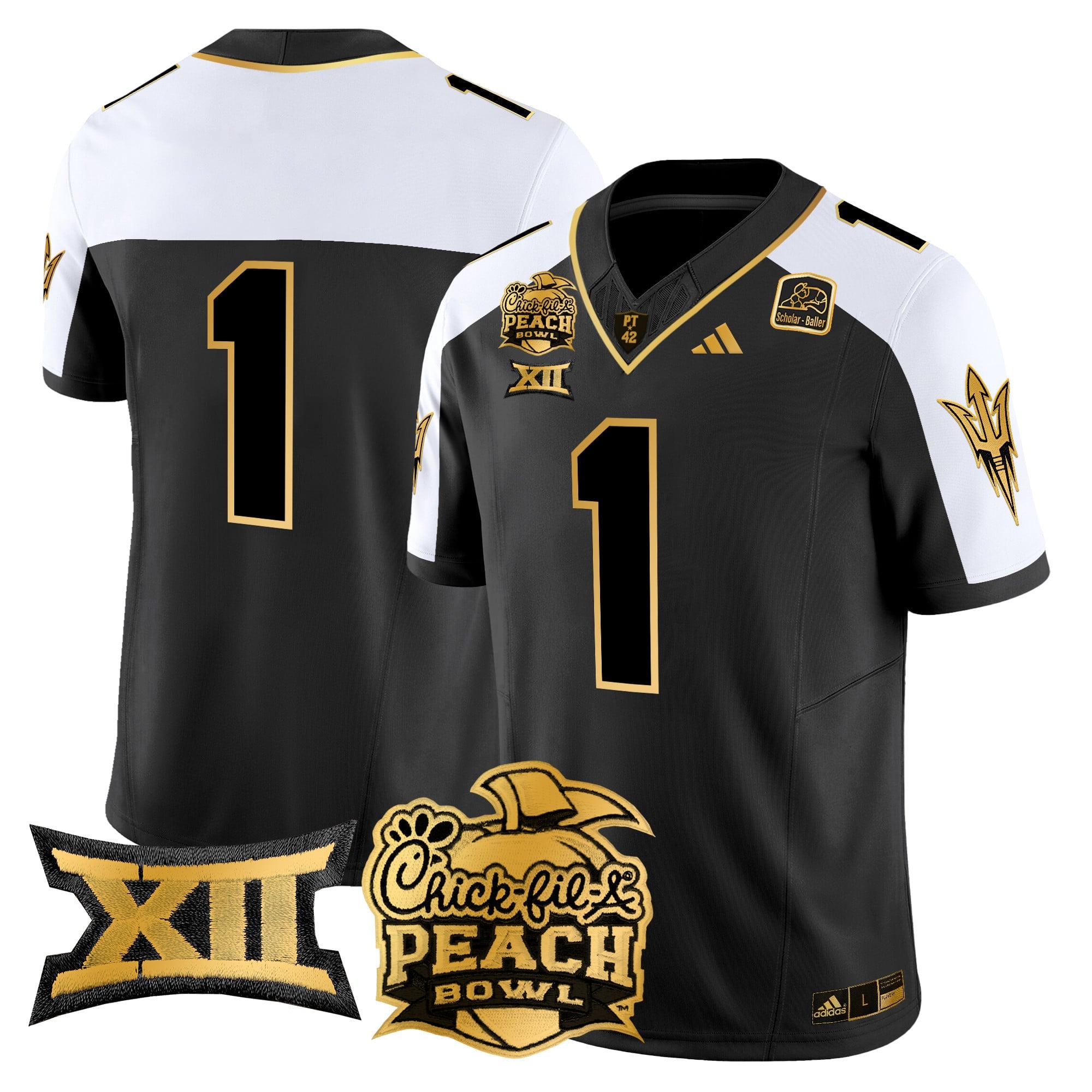 Men's Arizona State Sun Devils 2025 Peach Bowl Gold Vapor Limited Jersey - All Stitched