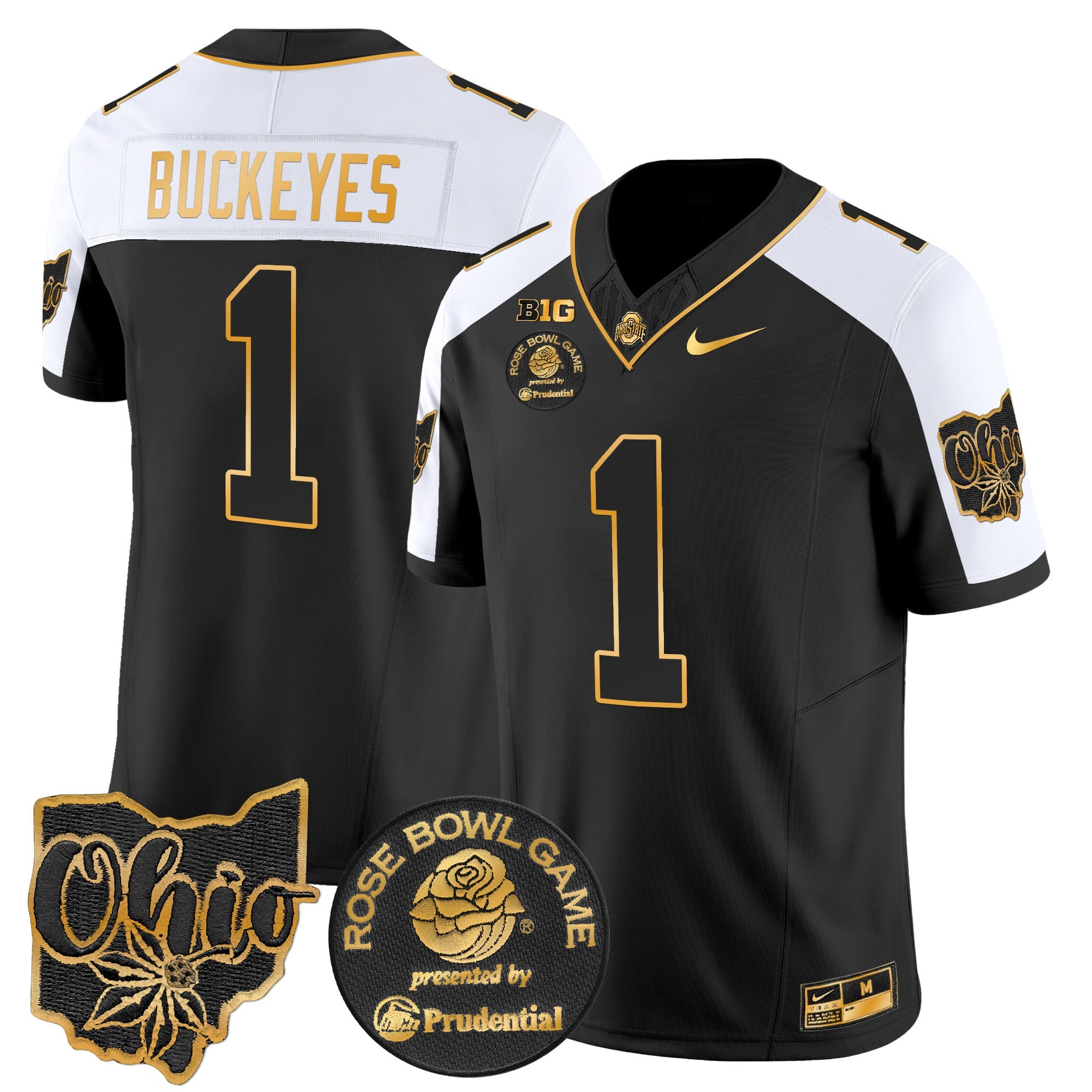Men's Ohio State Buckeyes Rose Bowl Gold Vapor Limited Jersey - All Stitched
