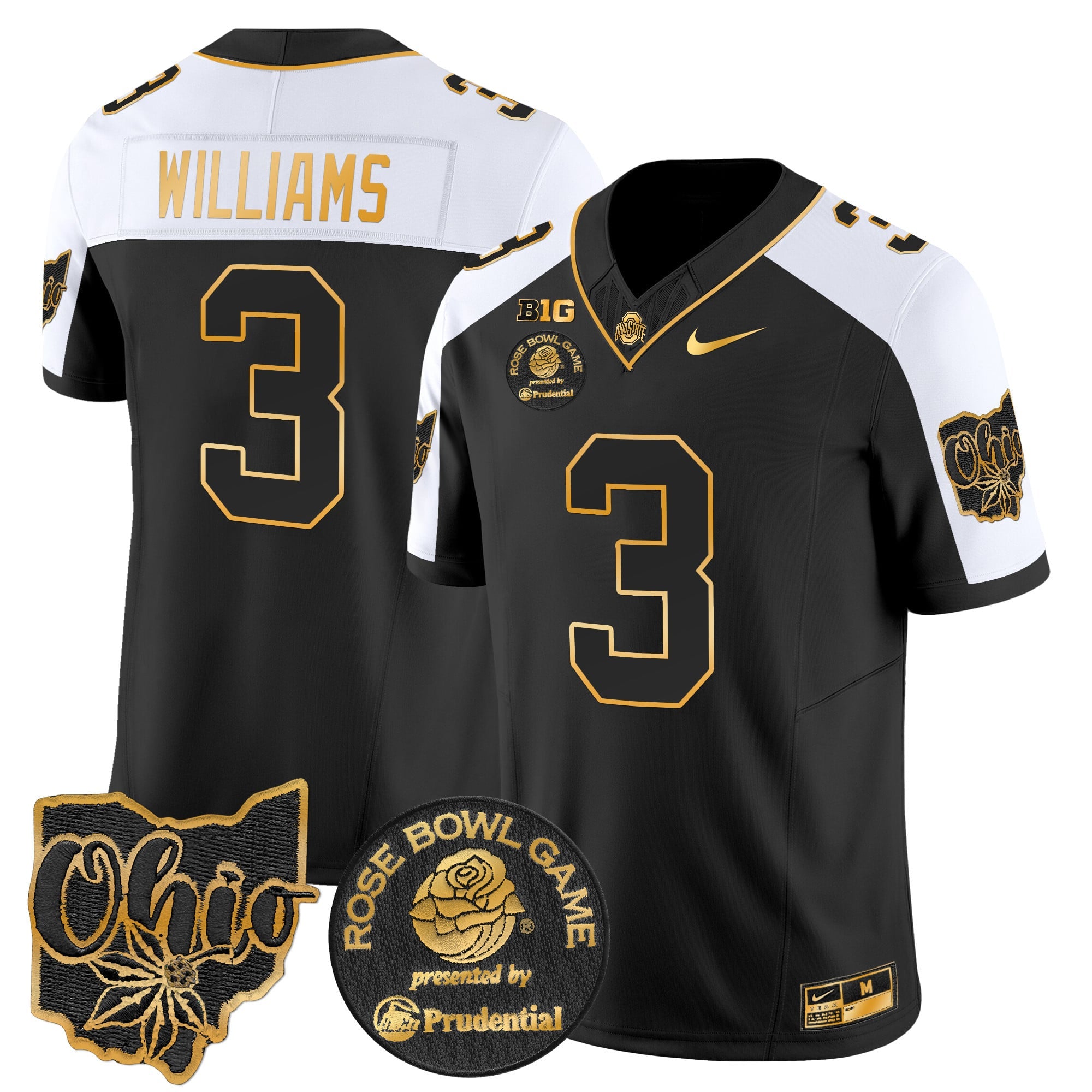 Men's Ohio State Buckeyes Rose Bowl Gold Vapor Limited Jersey - All Stitched