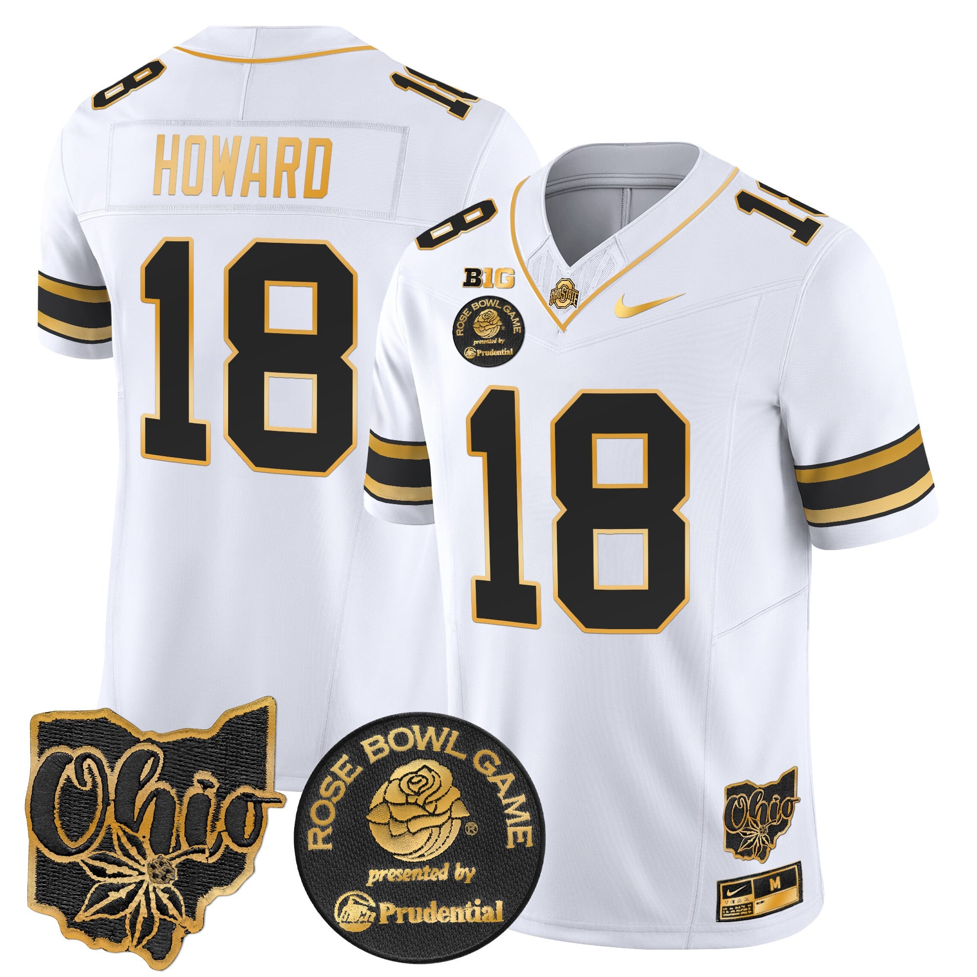 Men's Ohio State Buckeyes Rose Bowl Gold Vapor Limited Jersey - All Stitched