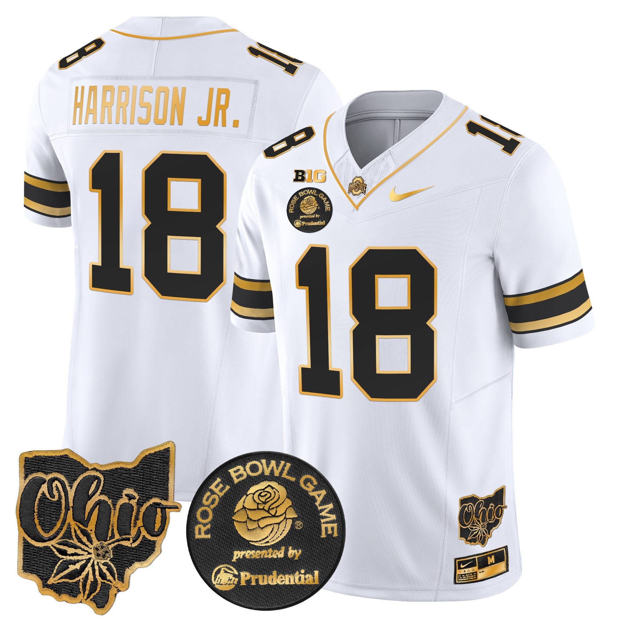 Men's Ohio State Buckeyes Rose Bowl Gold Vapor Limited Jersey - All Stitched