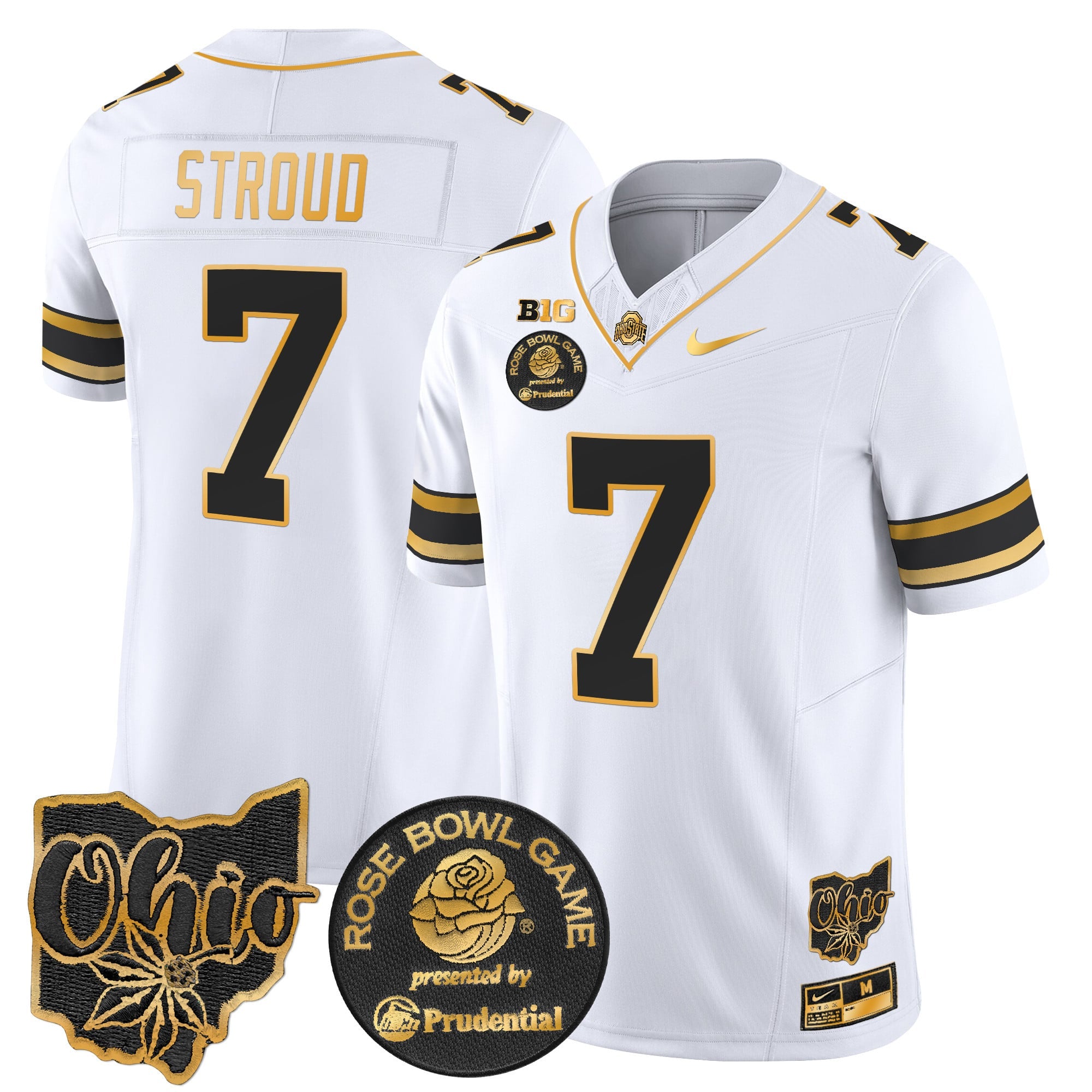 Men's Ohio State Buckeyes Rose Bowl Gold Vapor Limited Jersey - All Stitched