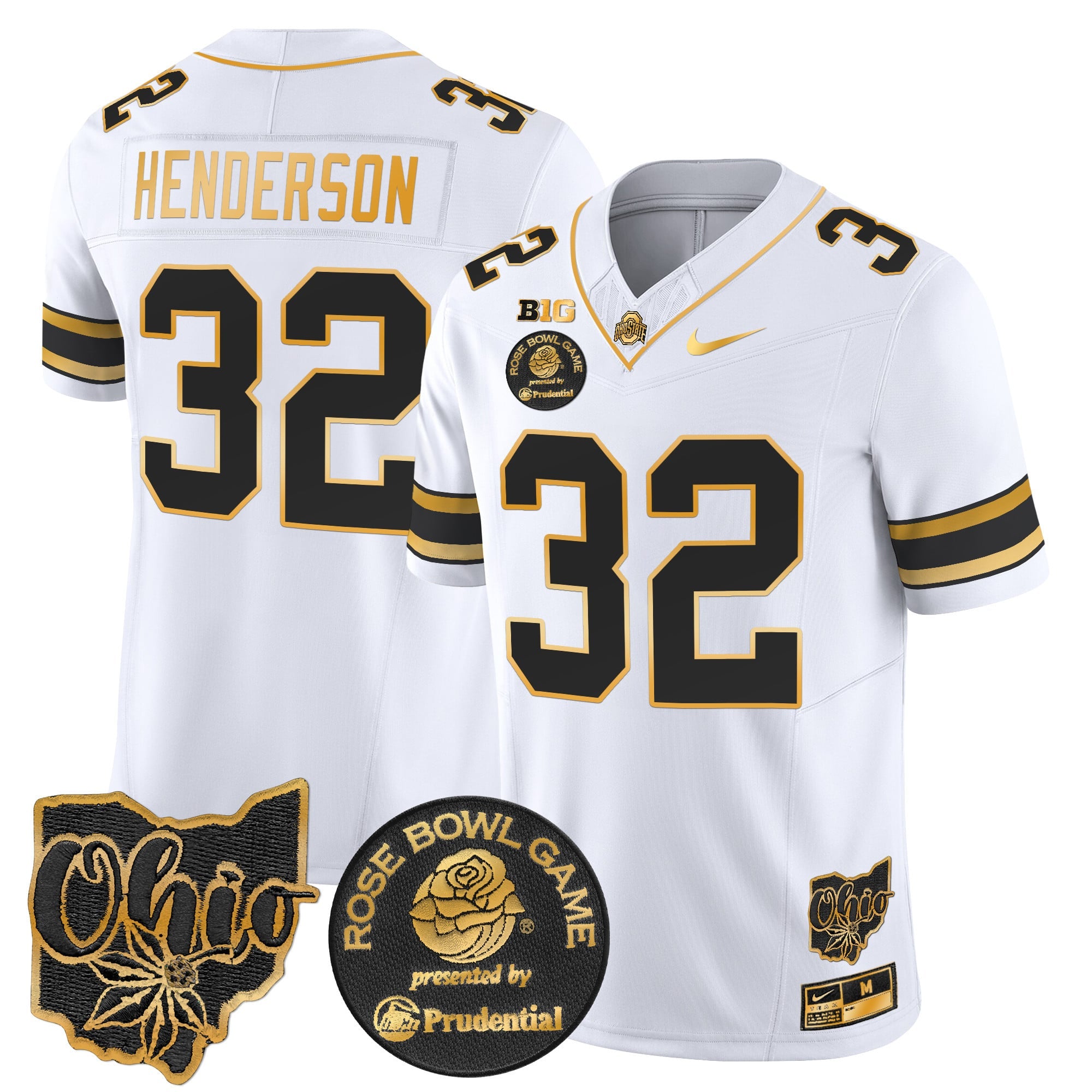 Men's Ohio State Buckeyes Rose Bowl Gold Vapor Limited Jersey - All Stitched