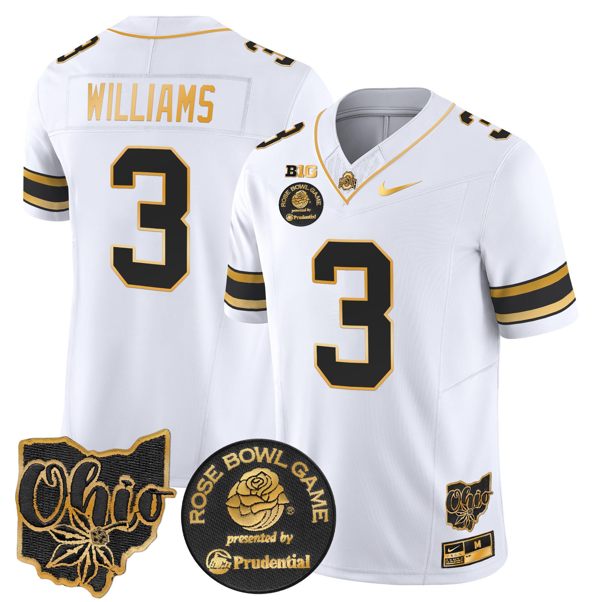 Men's Ohio State Buckeyes Rose Bowl Gold Vapor Limited Jersey - All Stitched