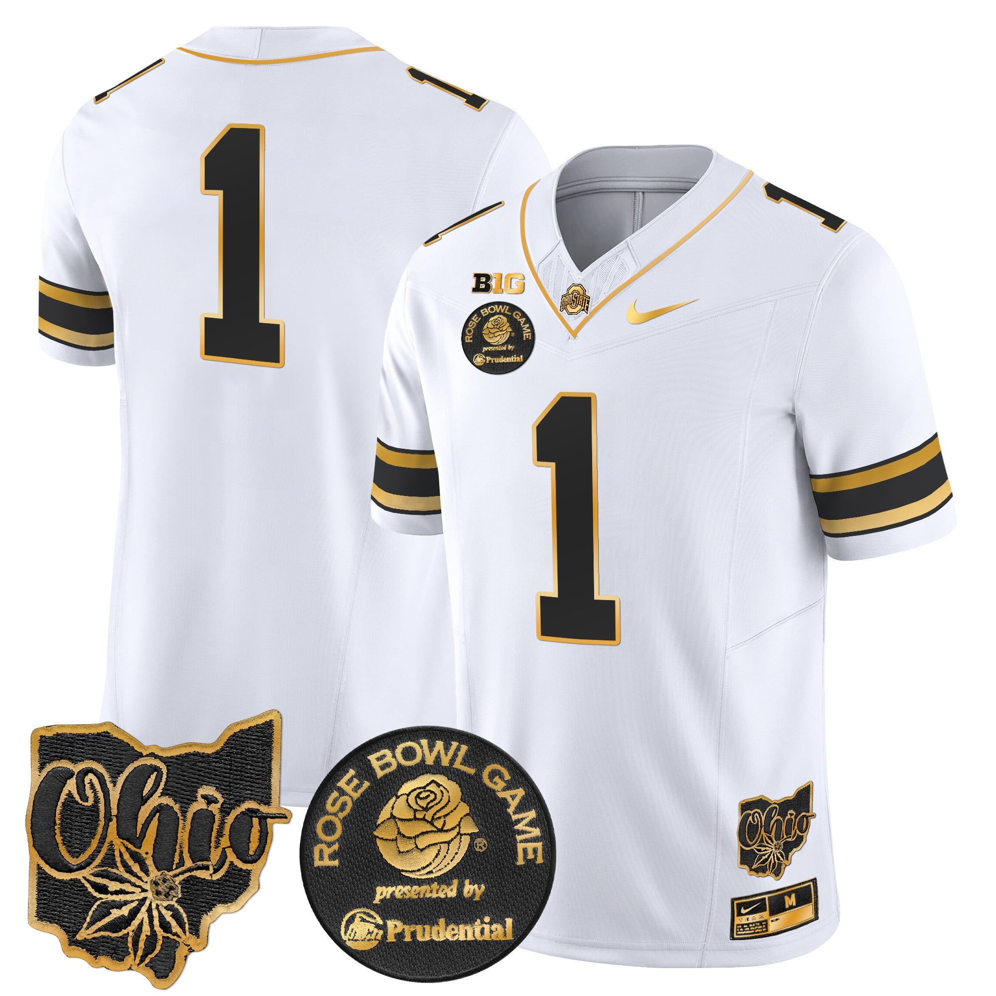 Men's Ohio State Buckeyes Rose Bowl Gold Vapor Limited Jersey - All Stitched