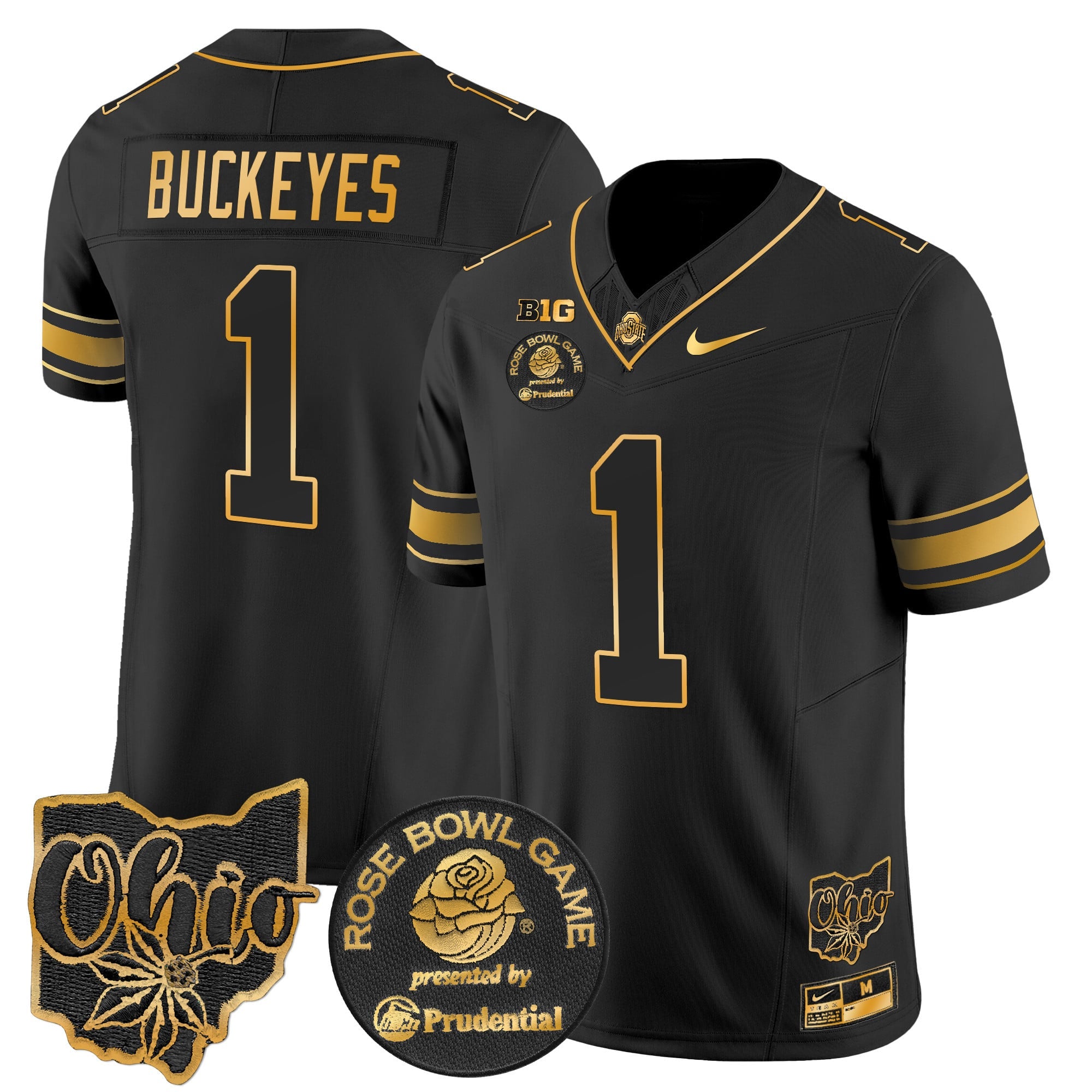 Men's Ohio State Buckeyes Rose Bowl Gold Vapor Limited Jersey - All Stitched