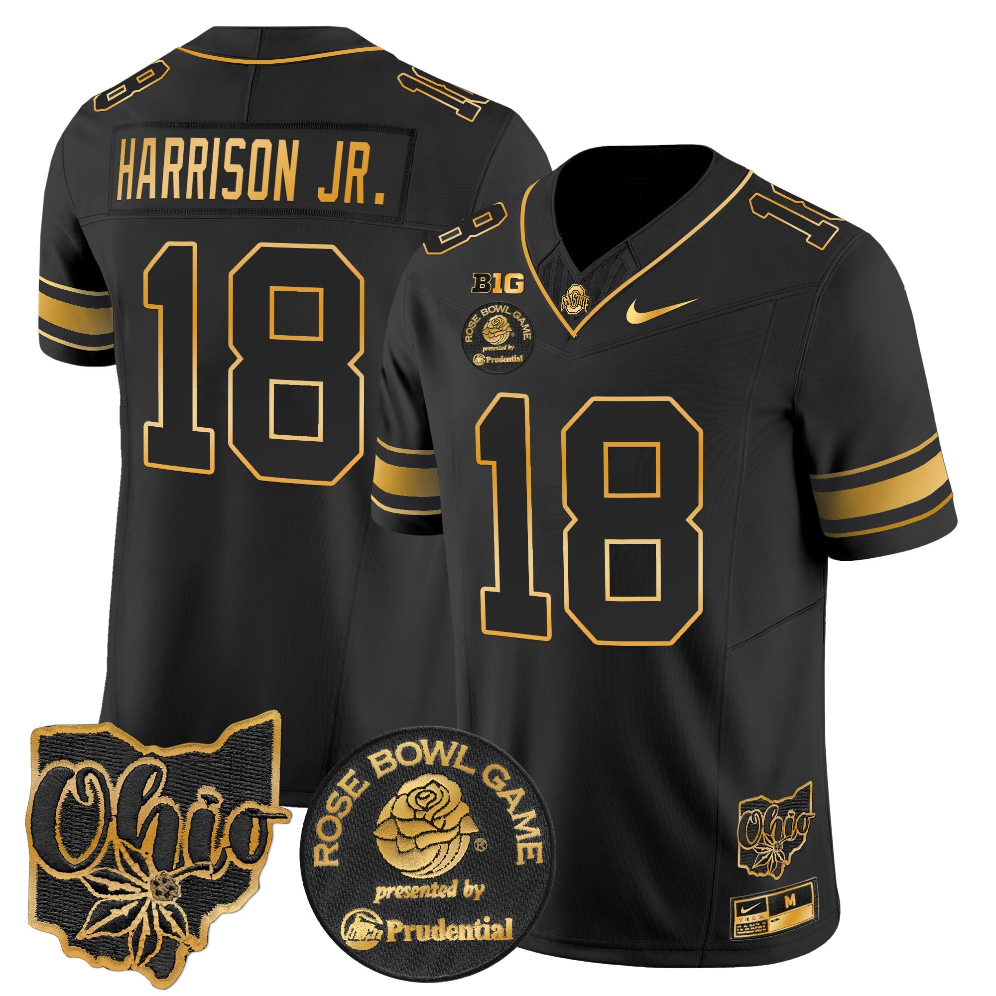 Men's Ohio State Buckeyes Rose Bowl Gold Vapor Limited Jersey - All Stitched