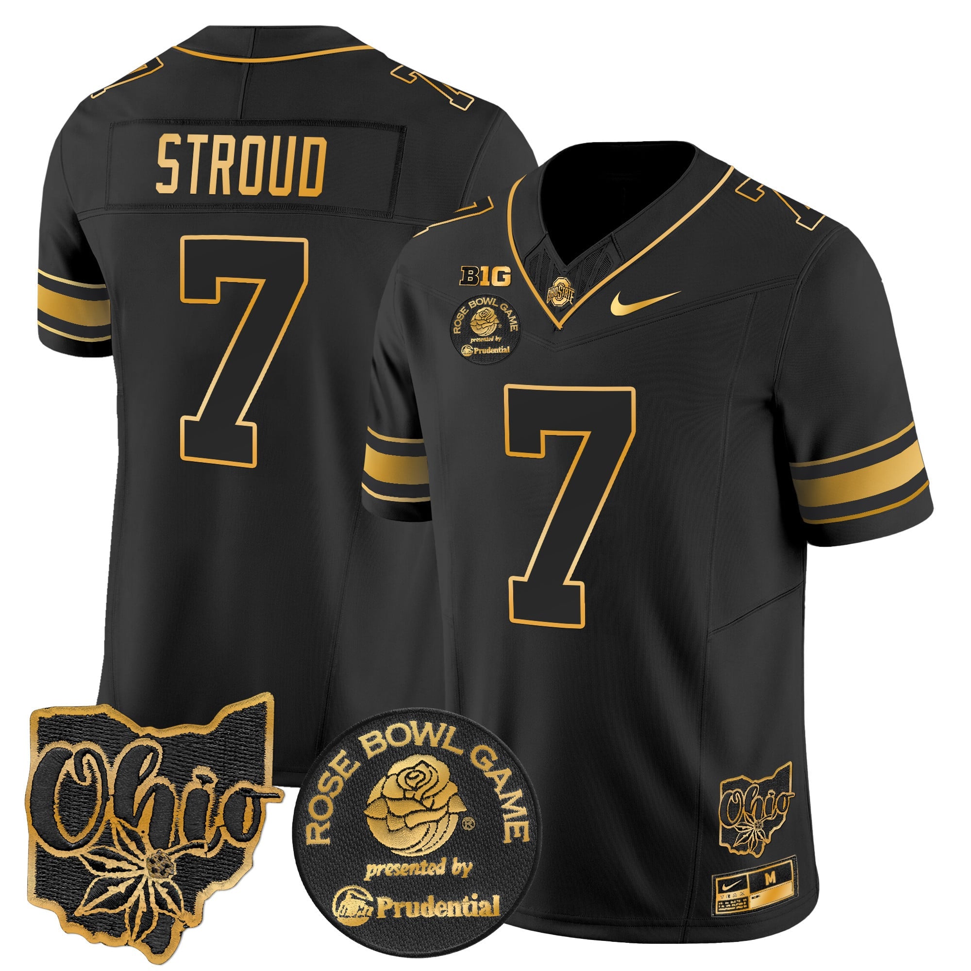 Men's Ohio State Buckeyes Rose Bowl Gold Vapor Limited Jersey - All Stitched