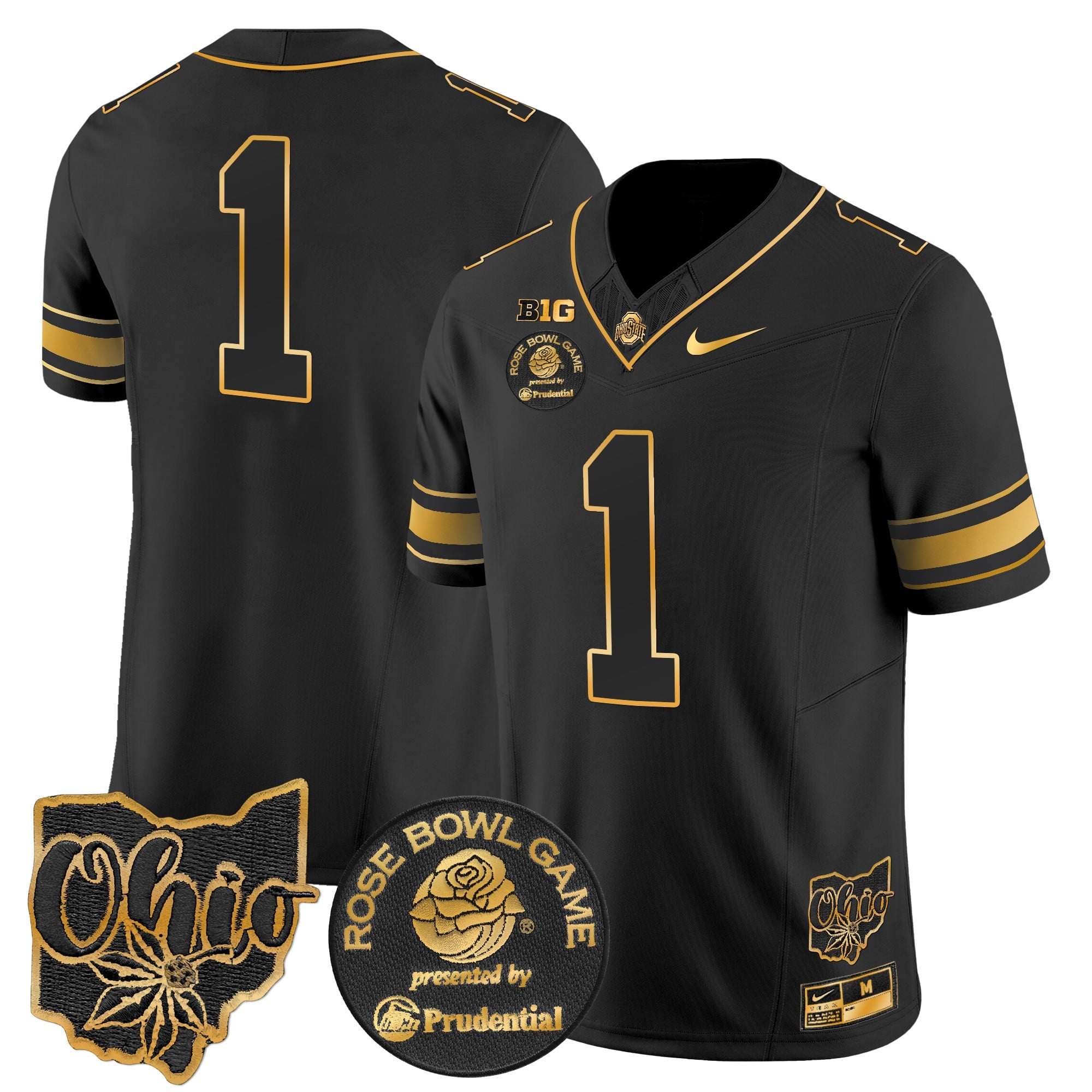 Men's Ohio State Buckeyes Rose Bowl Gold Vapor Limited Jersey - All Stitched