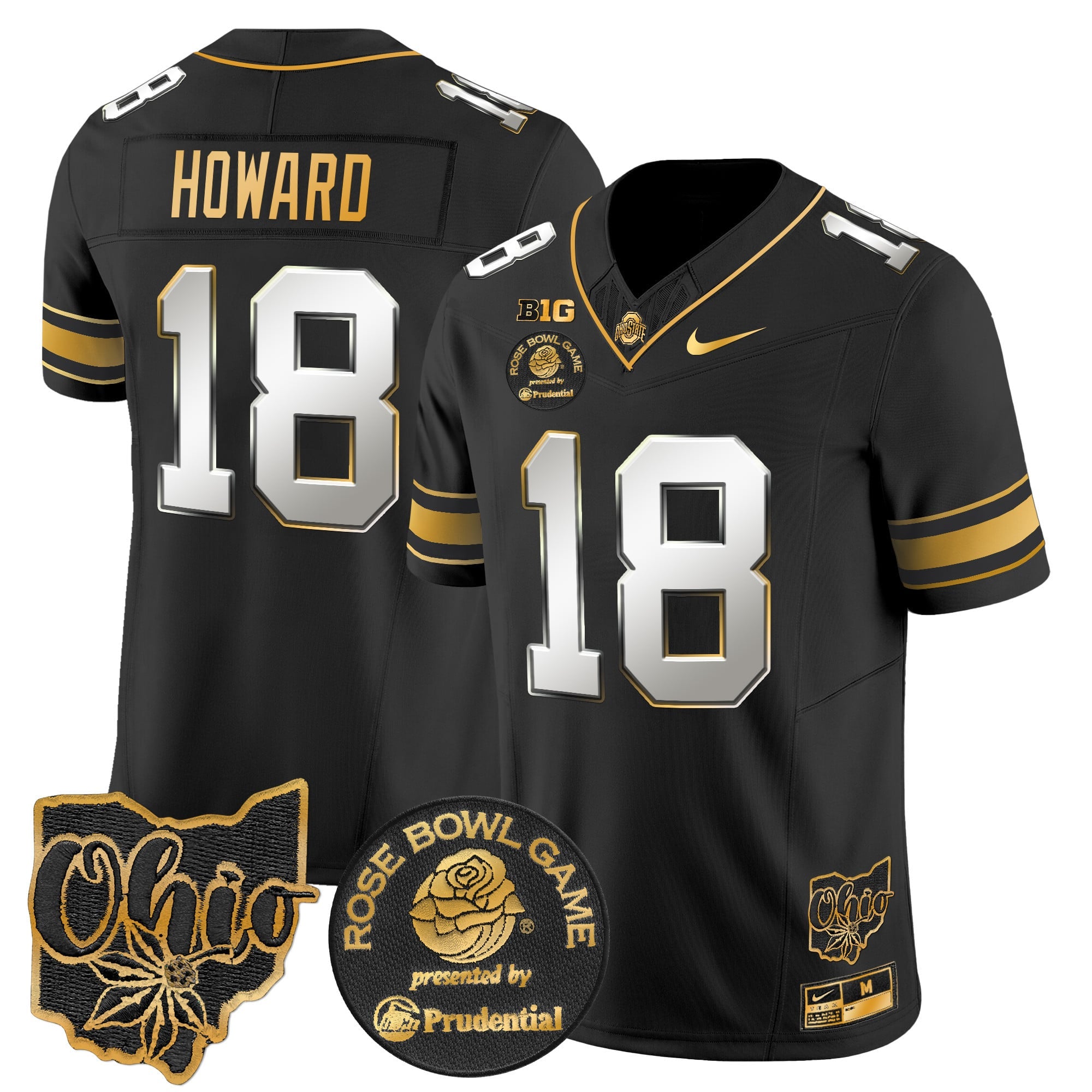 Men's Ohio State Buckeyes Rose Bowl Gold Vapor Limited Jersey - All Stitched