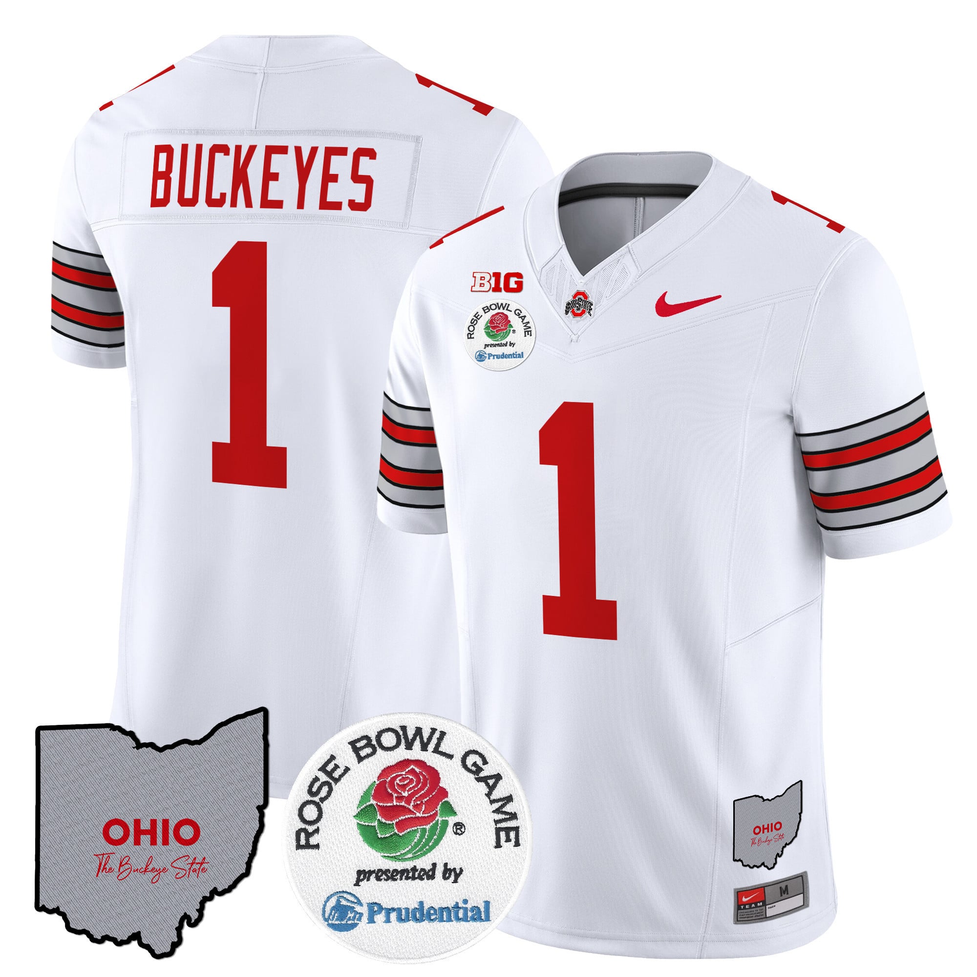 Men's Ohio State Buckeyes 'Heritage Stripe' Rose Bowl Vapor Limited Jersey - All Stitched