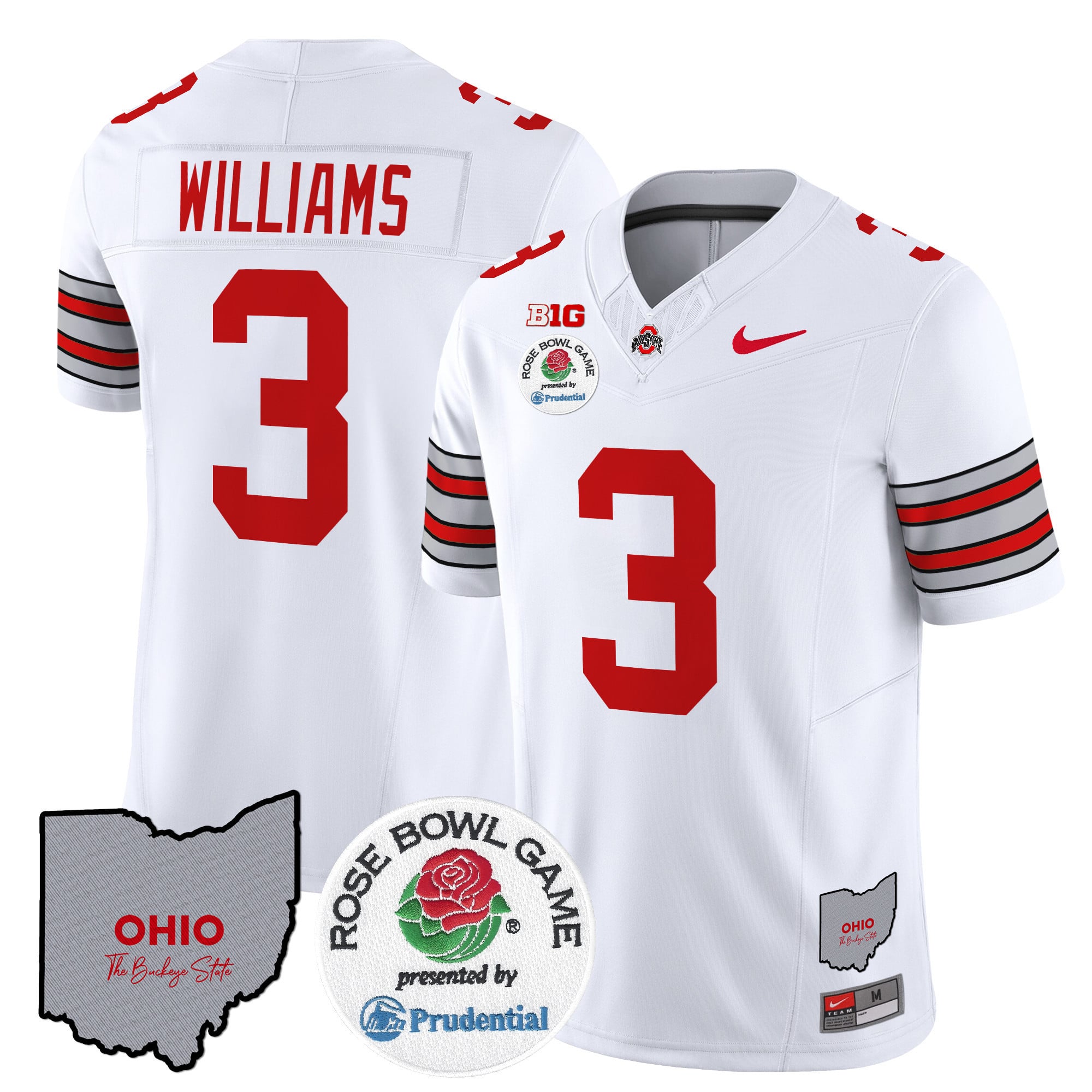 Men's Ohio State Buckeyes 'Heritage Stripe' Rose Bowl Vapor Limited Jersey - All Stitched