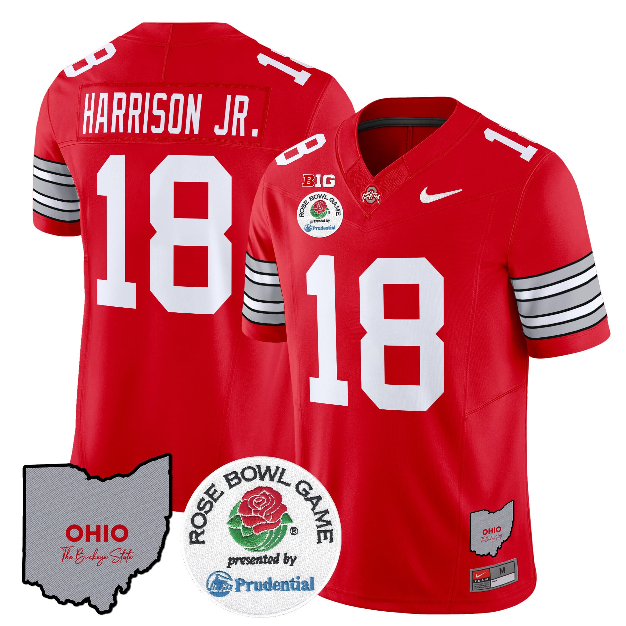 Men's Ohio State Buckeyes 'Heritage Stripe' Rose Bowl Vapor Limited Jersey - All Stitched