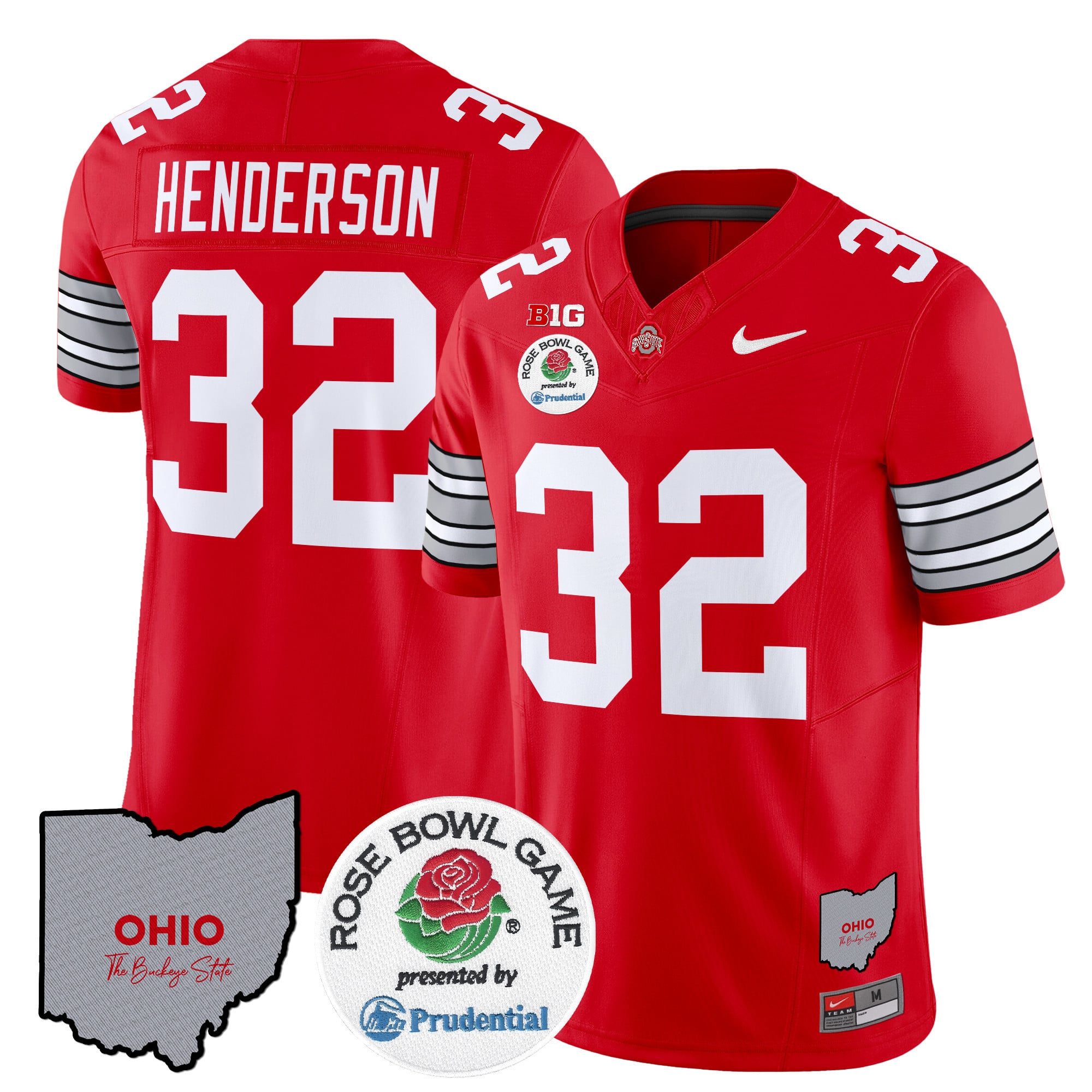 Men's Ohio State Buckeyes 'Heritage Stripe' Rose Bowl Vapor Limited Jersey - All Stitched