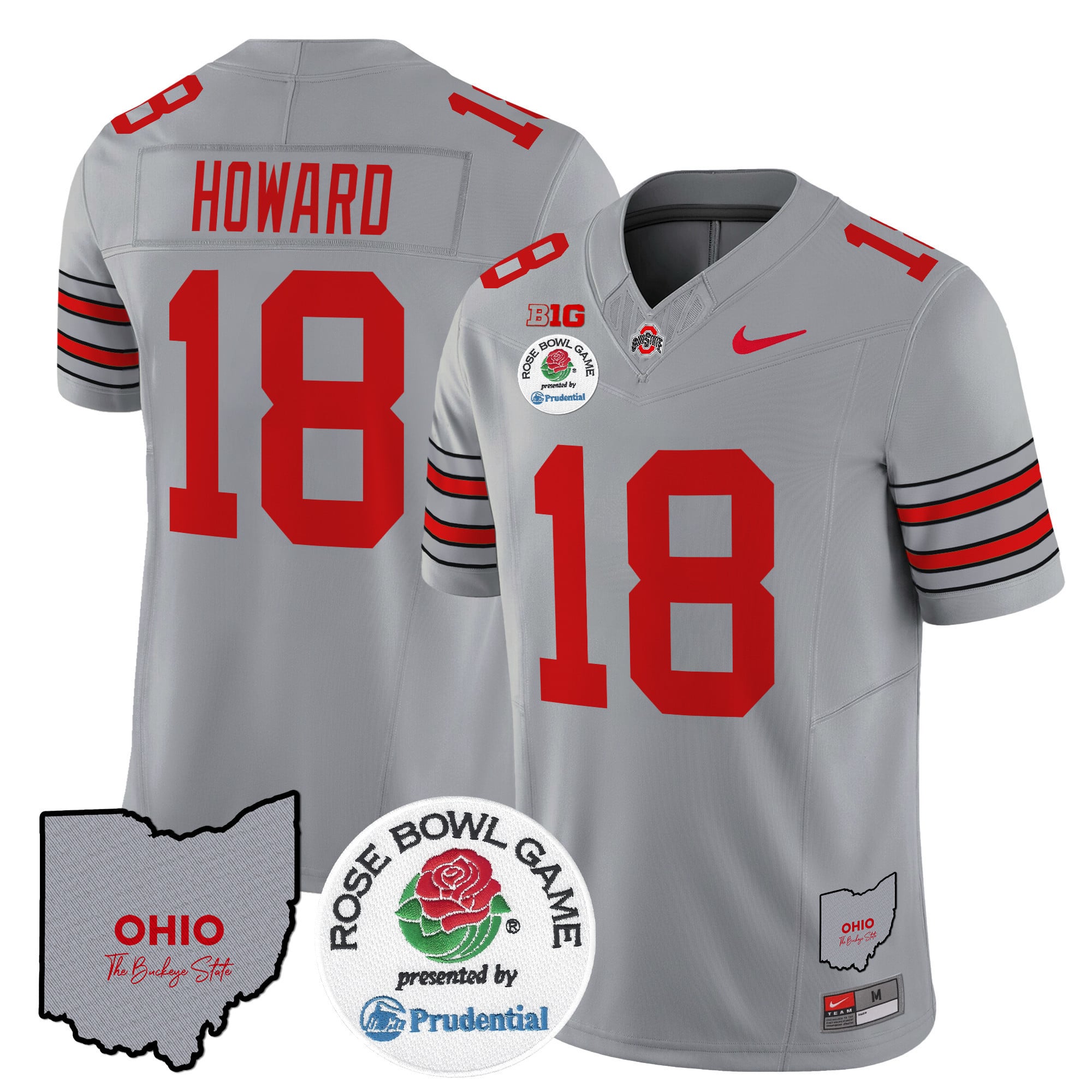 Men's Ohio State Buckeyes 'Heritage Stripe' Rose Bowl Vapor Limited Jersey - All Stitched