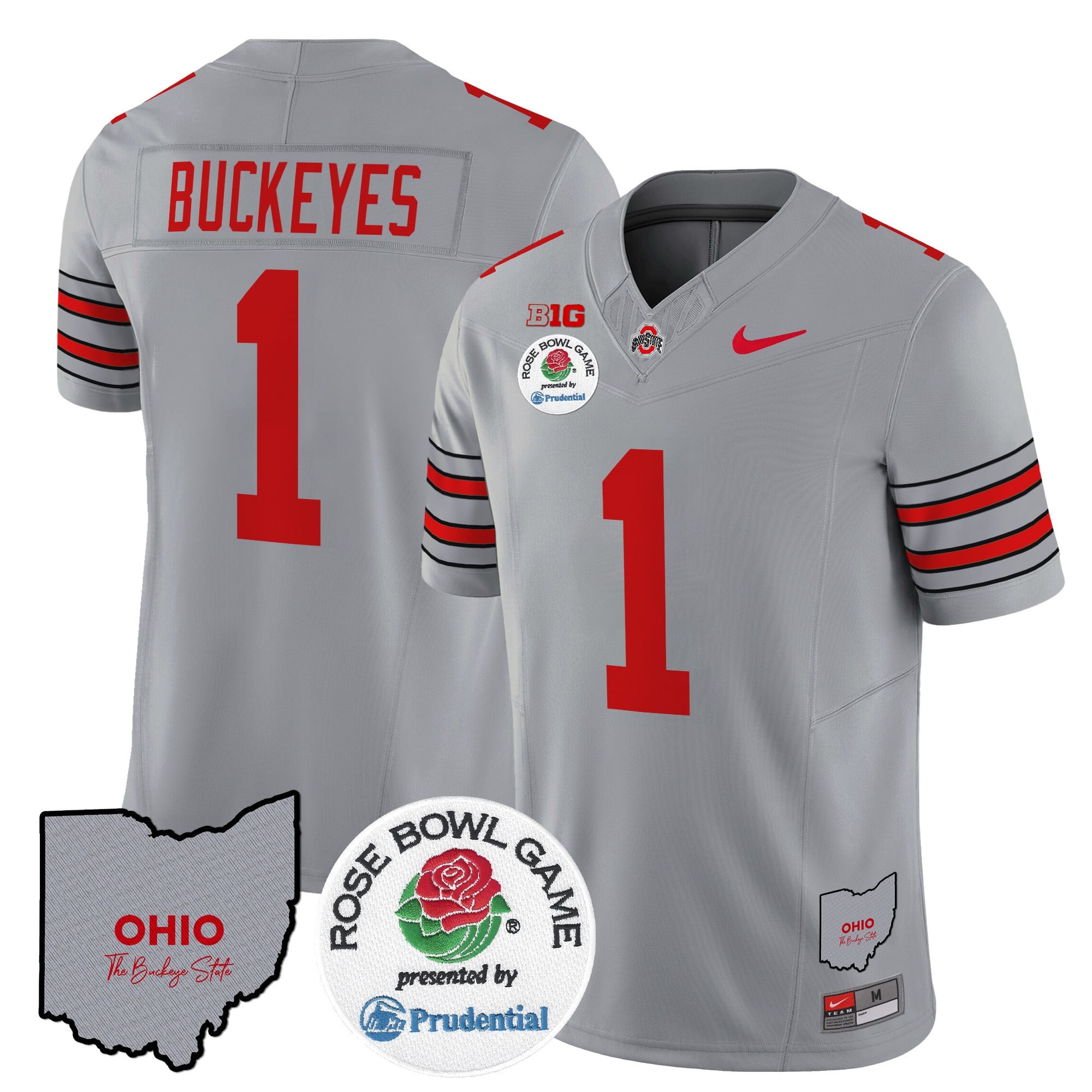 Men's Ohio State Buckeyes 'Heritage Stripe' Rose Bowl Vapor Limited Jersey - All Stitched