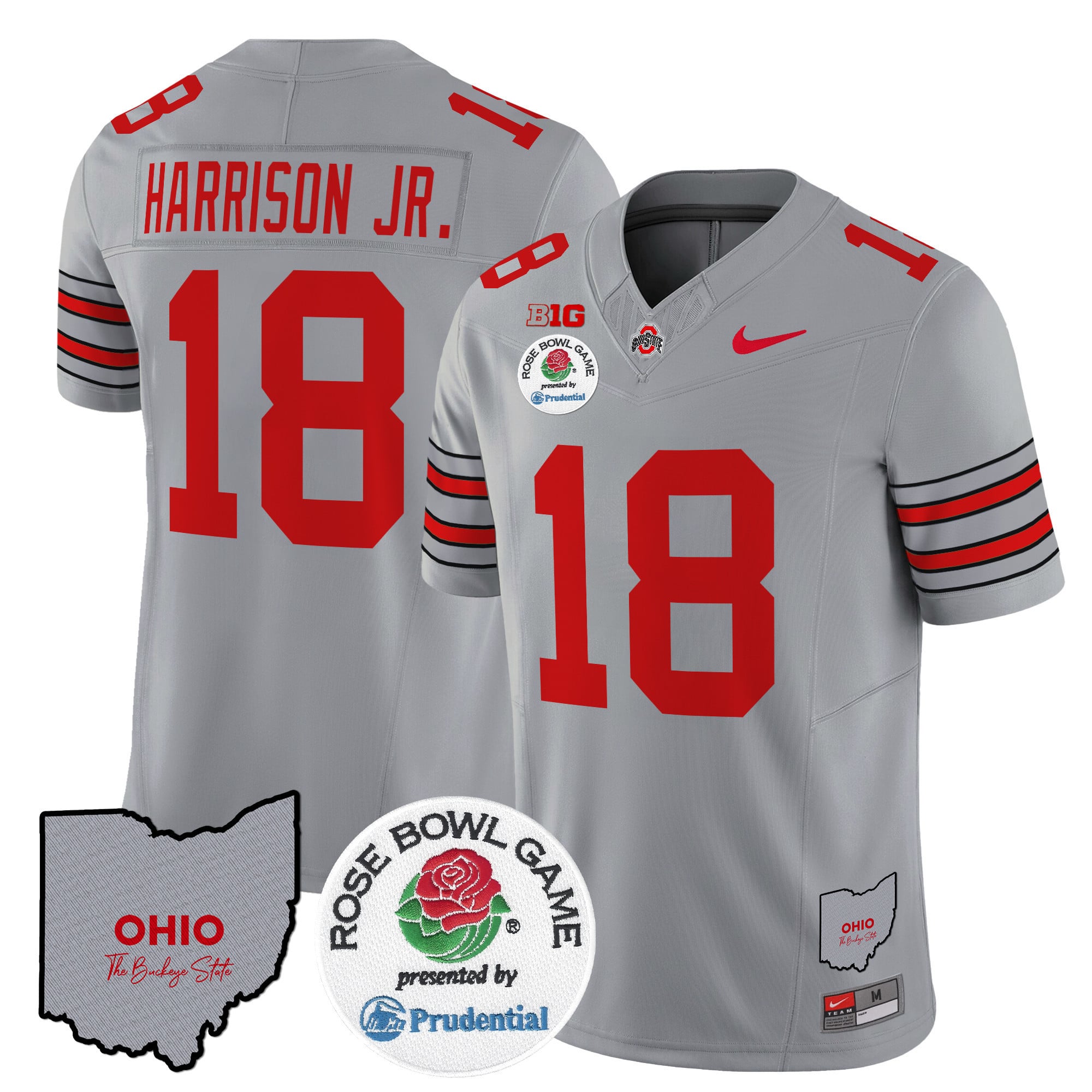 Men's Ohio State Buckeyes 'Heritage Stripe' Rose Bowl Vapor Limited Jersey - All Stitched
