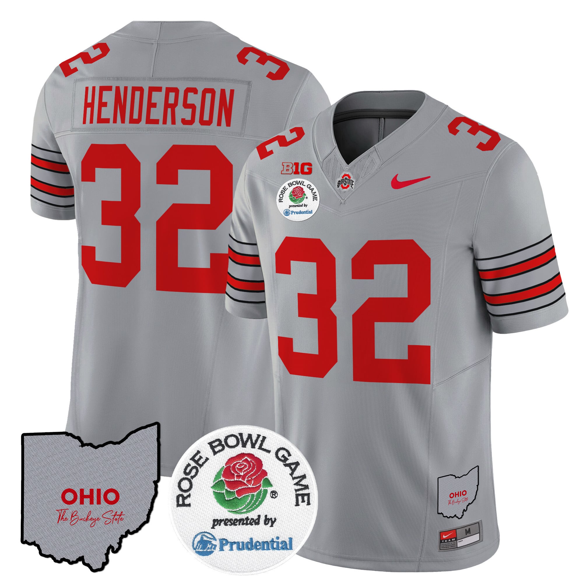 Men's Ohio State Buckeyes 'Heritage Stripe' Rose Bowl Vapor Limited Jersey - All Stitched