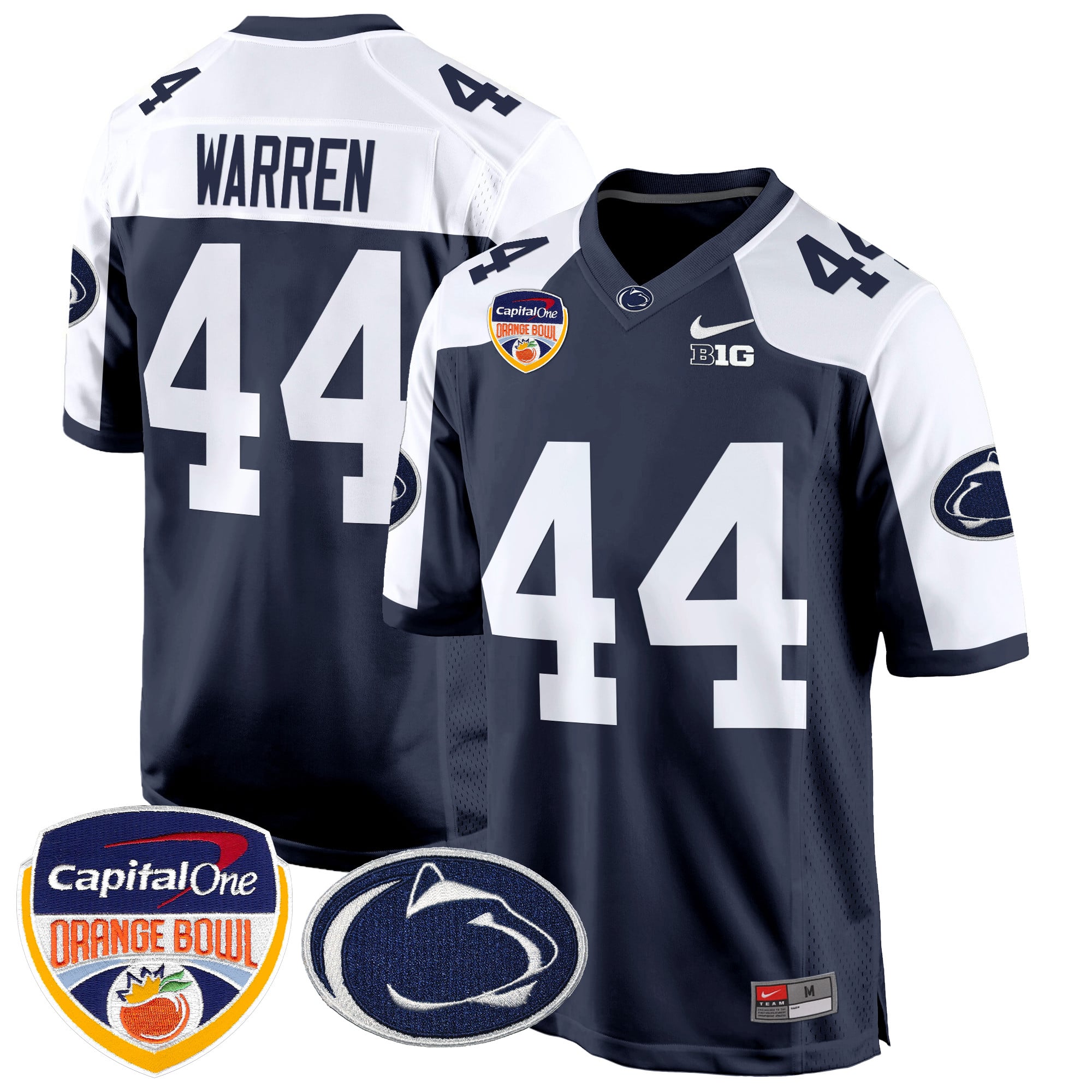 Men's Penn State Nittany Lions Orange Bowl Patch Game Jersey - All Stitched