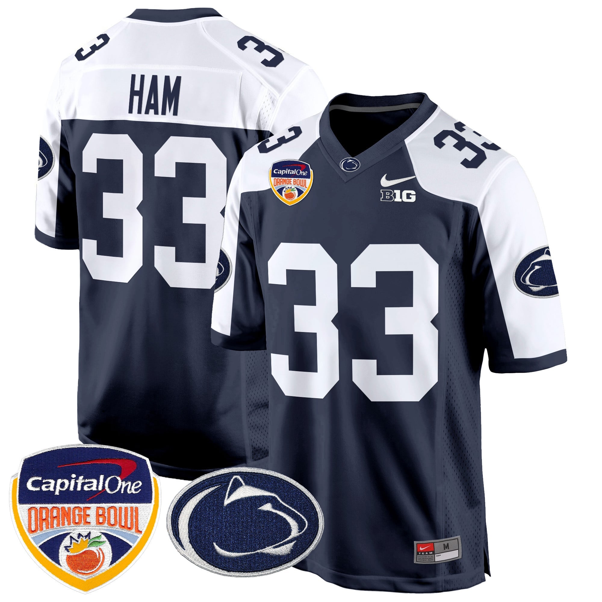Men's Penn State Nittany Lions Orange Bowl Patch Game Jersey - All Stitched